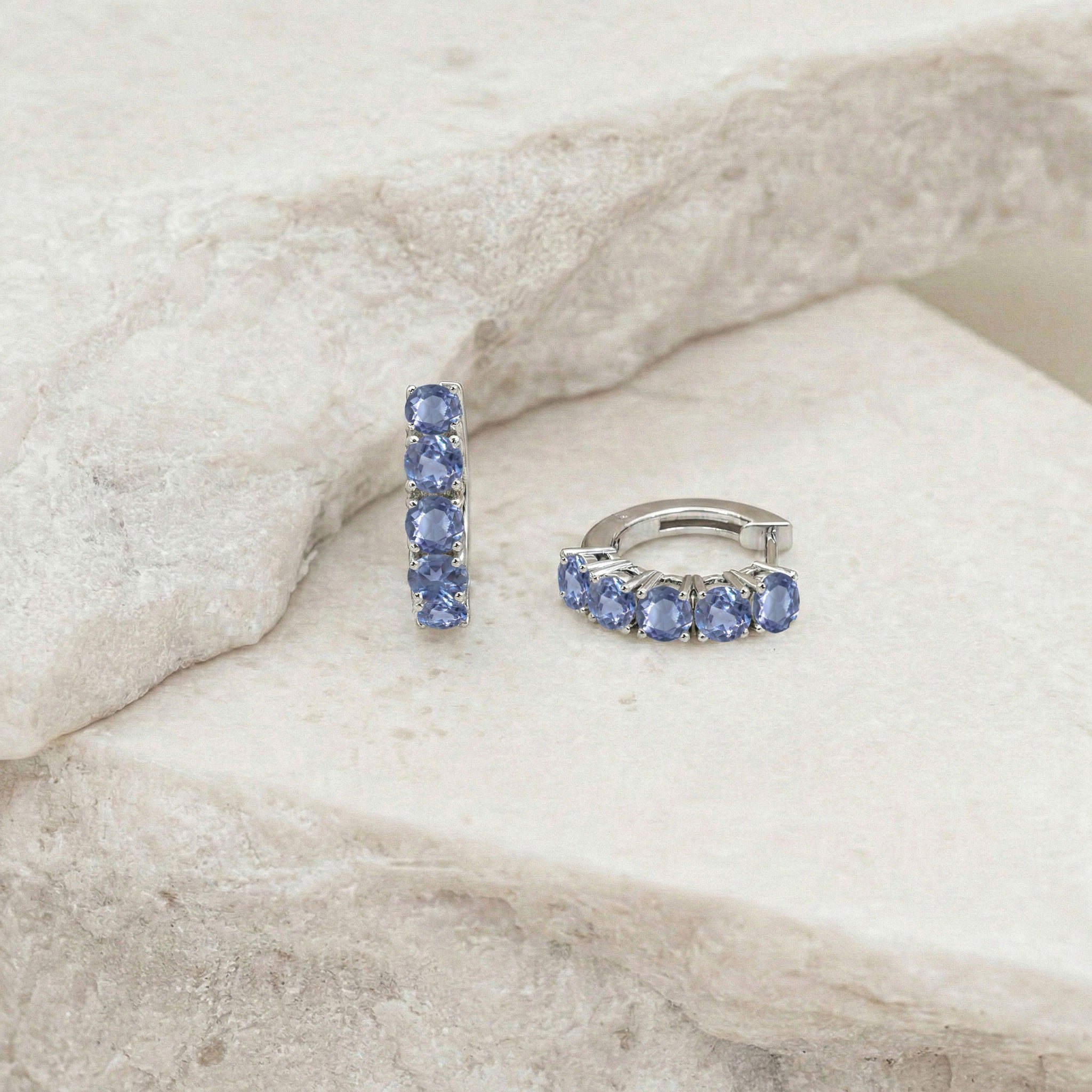 Alexandrite Round Hoop Earrings in 925 Sterling Silver 3MM 3ct