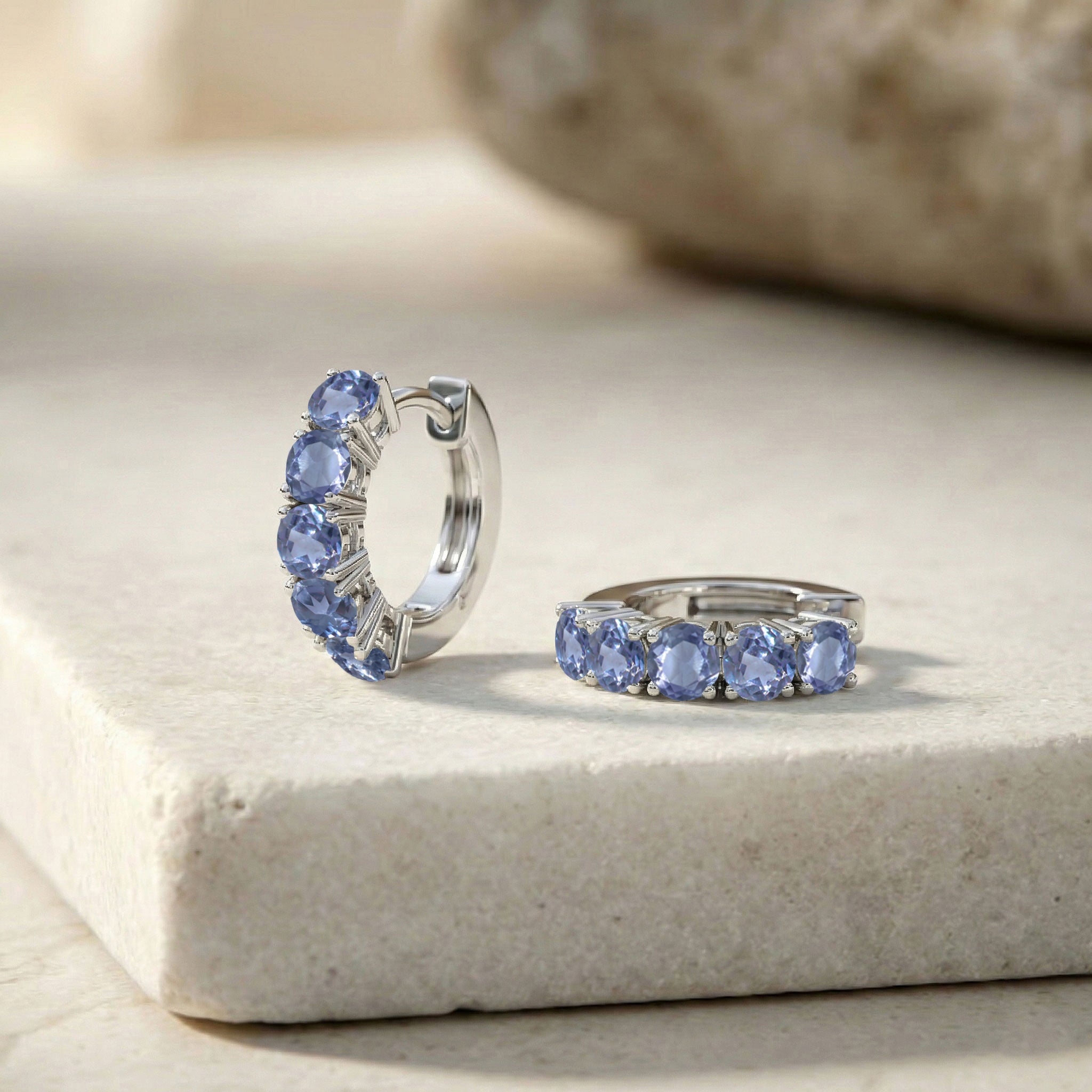 Alexandrite Round Hoop Earrings in 925 Sterling Silver 3MM 3ct