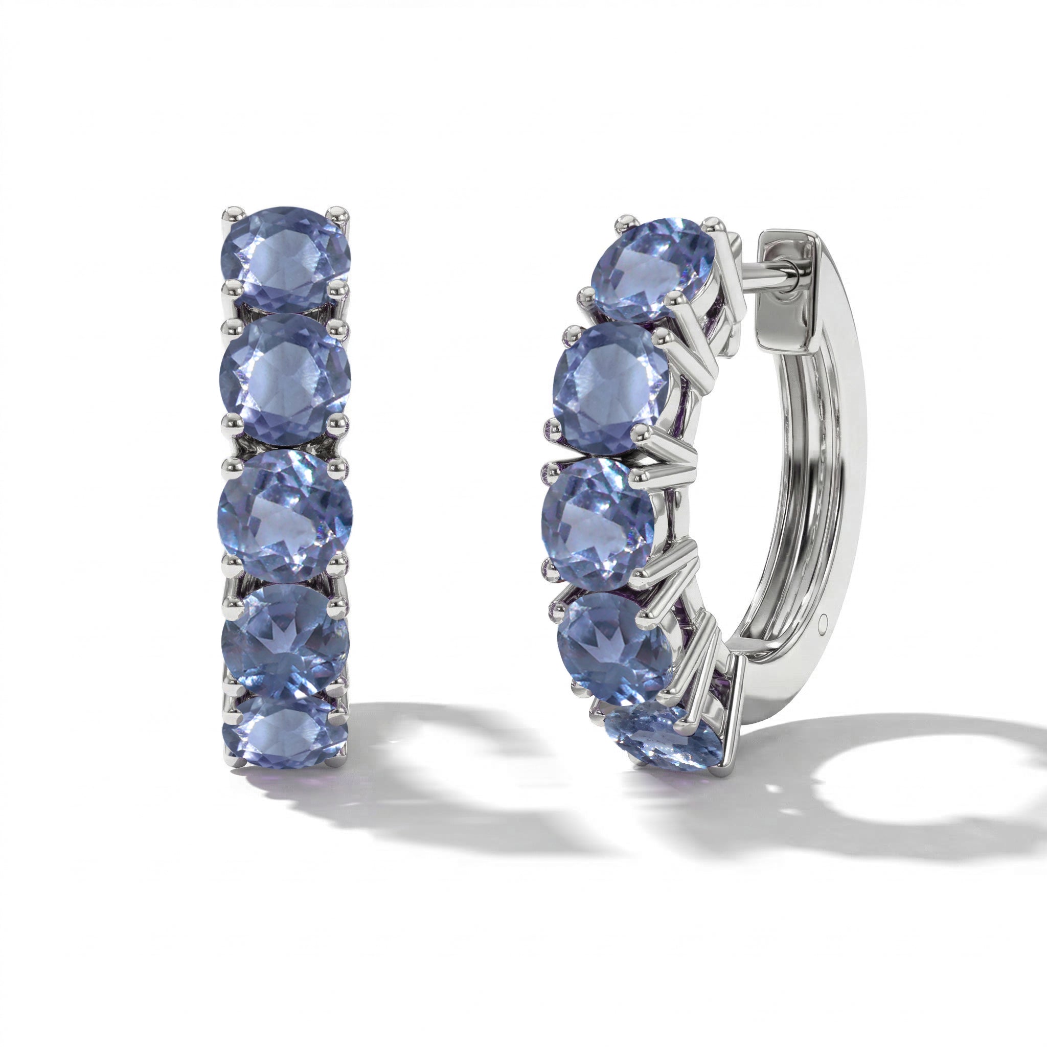 Alexandrite Round Hoop Earrings in 925 Sterling Silver 3MM 3ct
