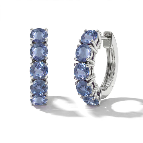 Alexandrite Round Hoop Earrings in 925 Sterling Silver 3MM 3ct