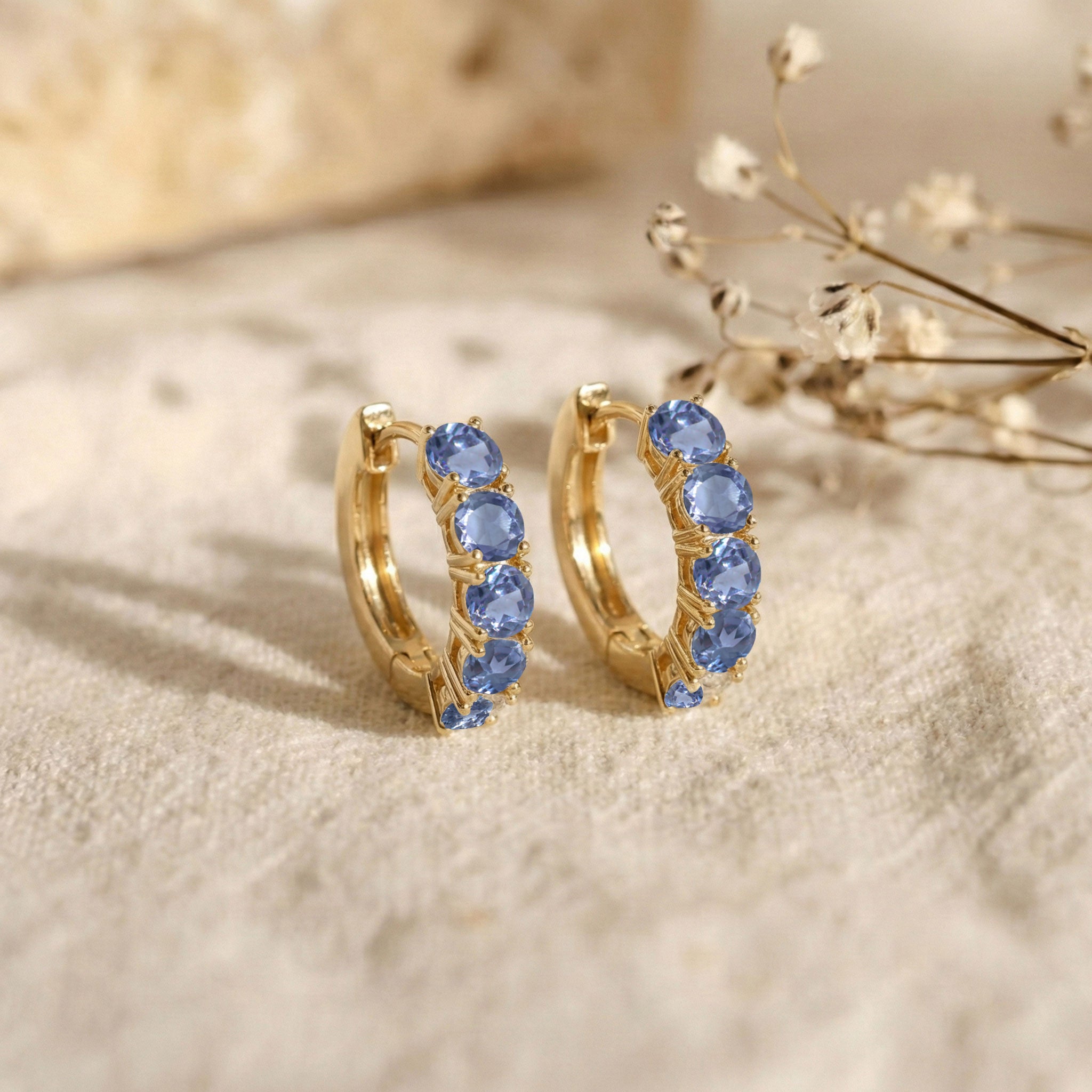 Alexandrite Round Hoop Earrings in 925 Sterling Silver 3MM 3ct