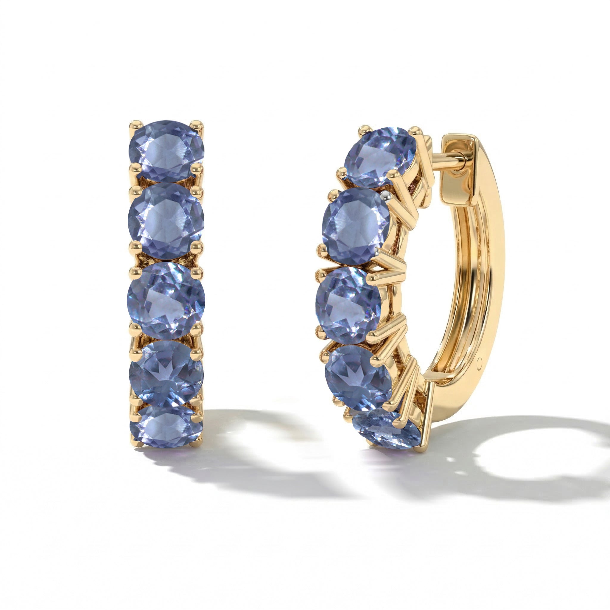 Alexandrite Round Hoop Earrings in 925 Sterling Silver 3MM 3ct