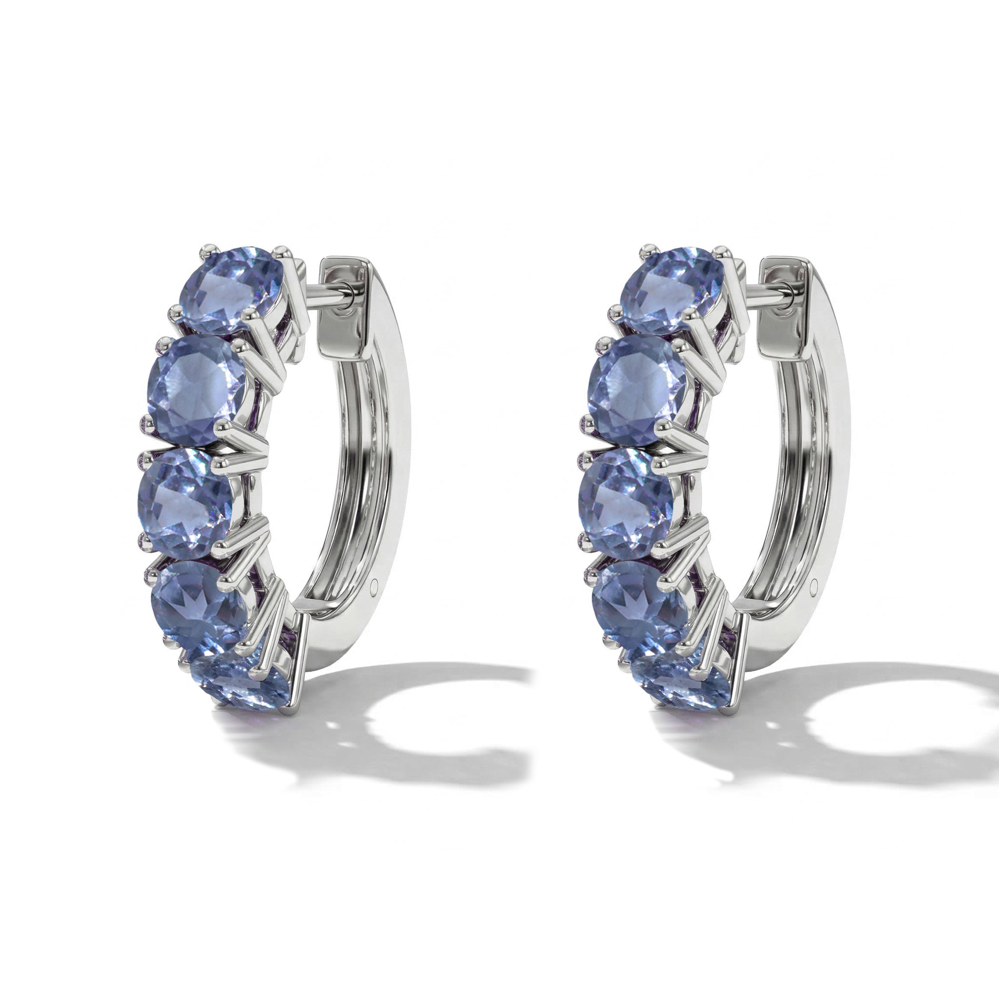 Alexandrite Round Hoop Earrings in 925 Sterling Silver 3MM 3ct