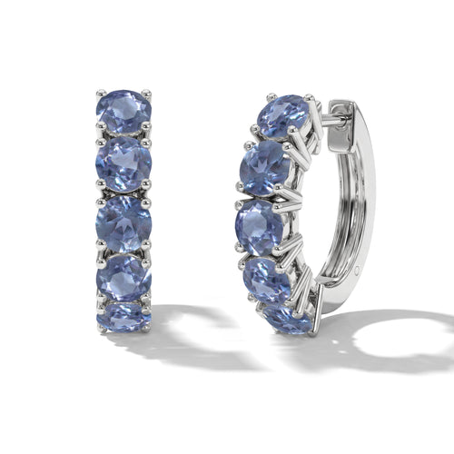 Alexandrite Round Hoop Earrings in 925 Sterling Silver 3MM 3ct