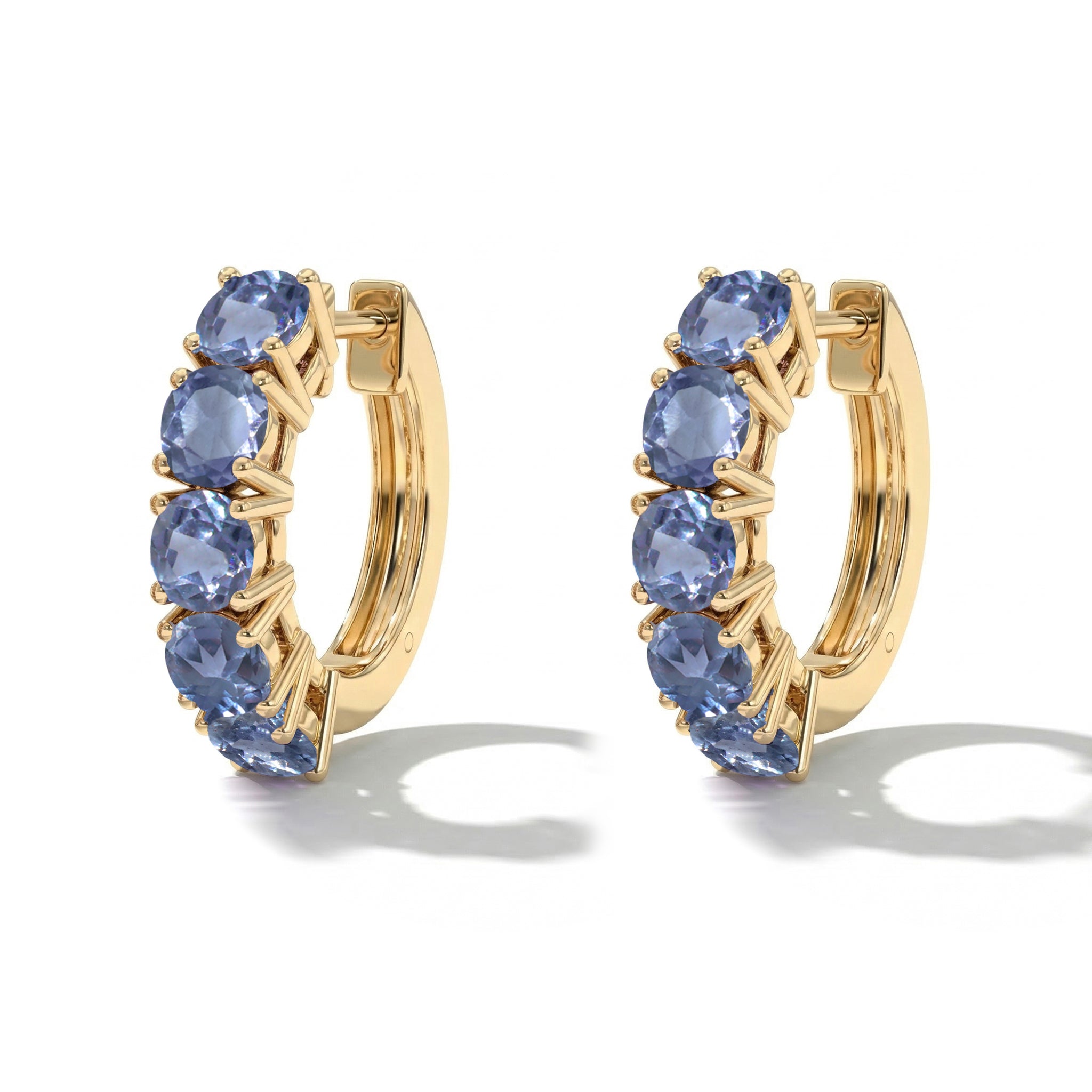 Alexandrite Round Hoop Earrings in 925 Sterling Silver 3MM 3ct
