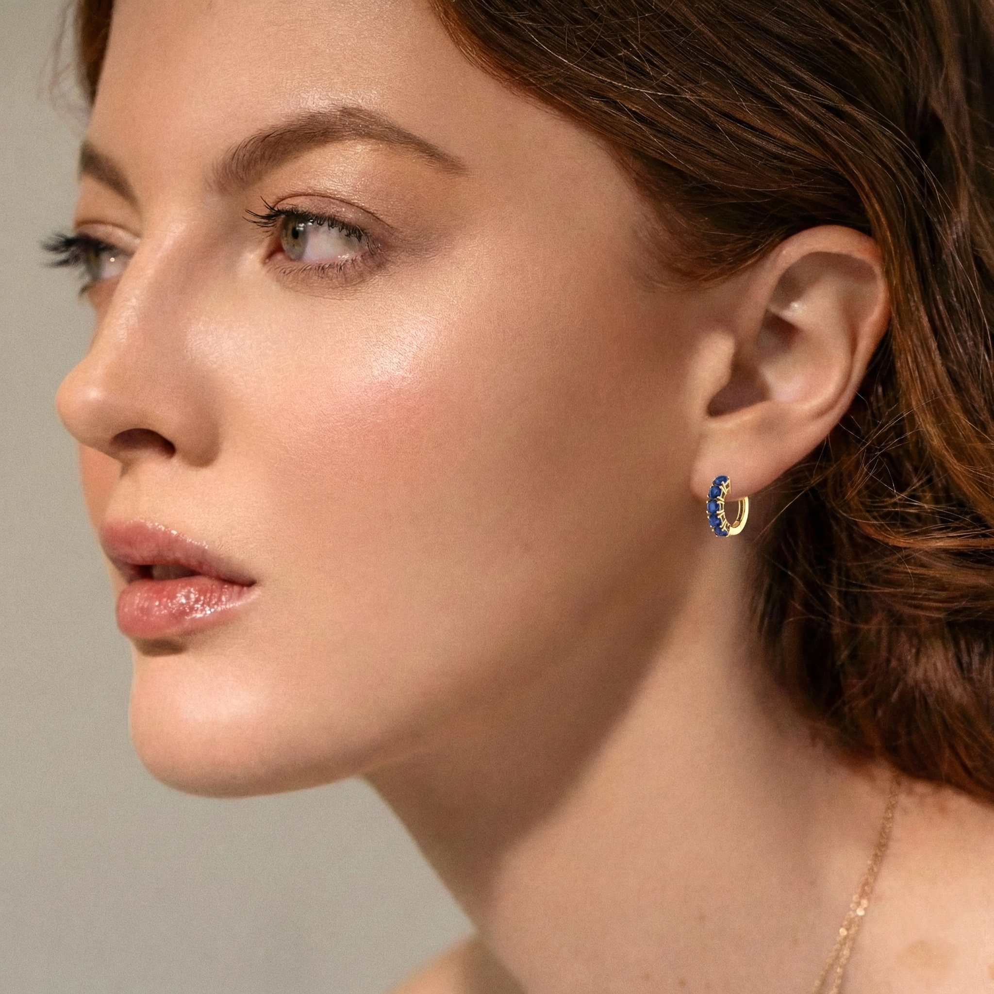 Blue Sapphire Round Hoop Earrings in 925 Sterling Silver 3MM 3ct