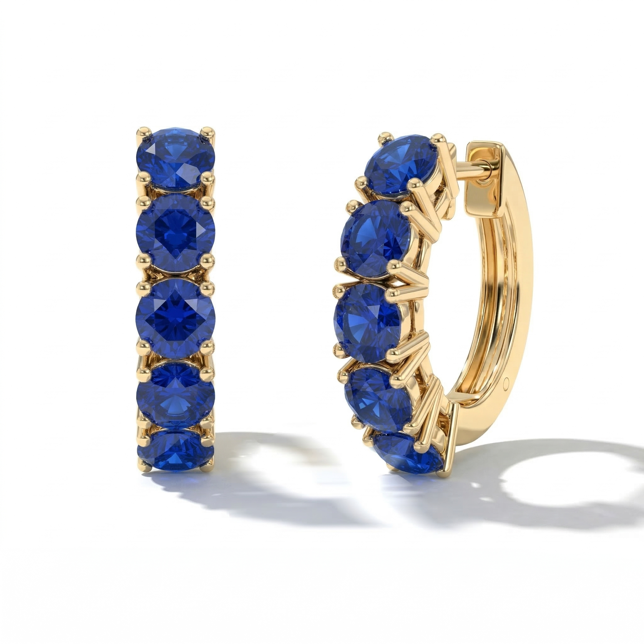 Blue Sapphire Round Hoop Earrings in 925 Sterling Silver 3MM 3ct