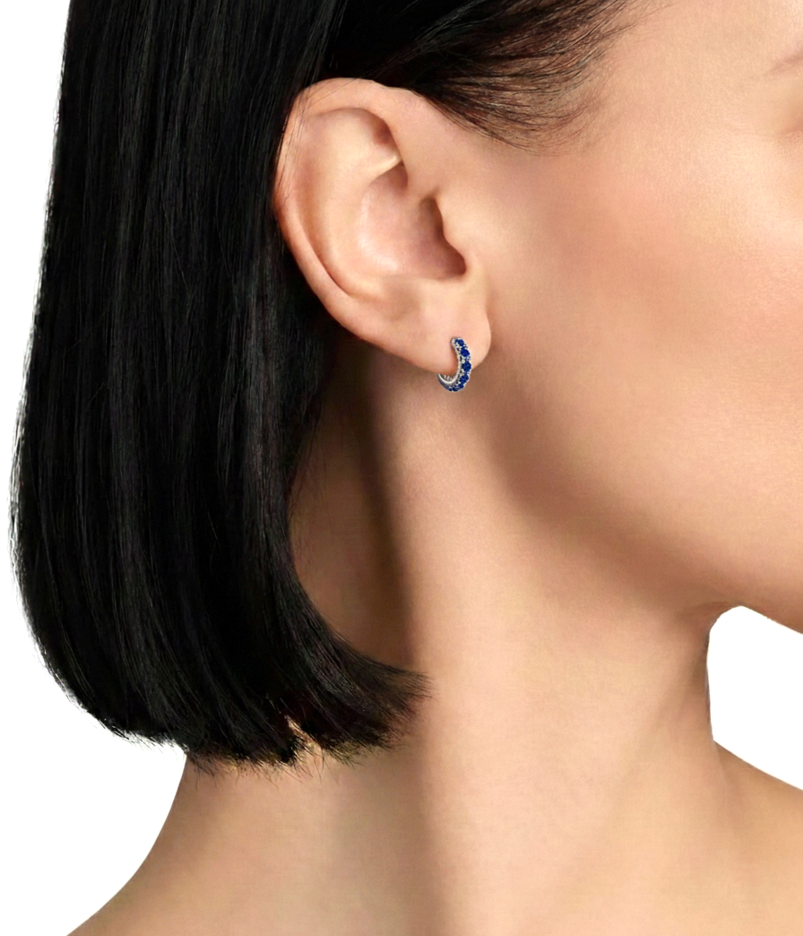 Blue Topaz Round Hoop Earrings in 925 Sterling Silver 3MM 3ct