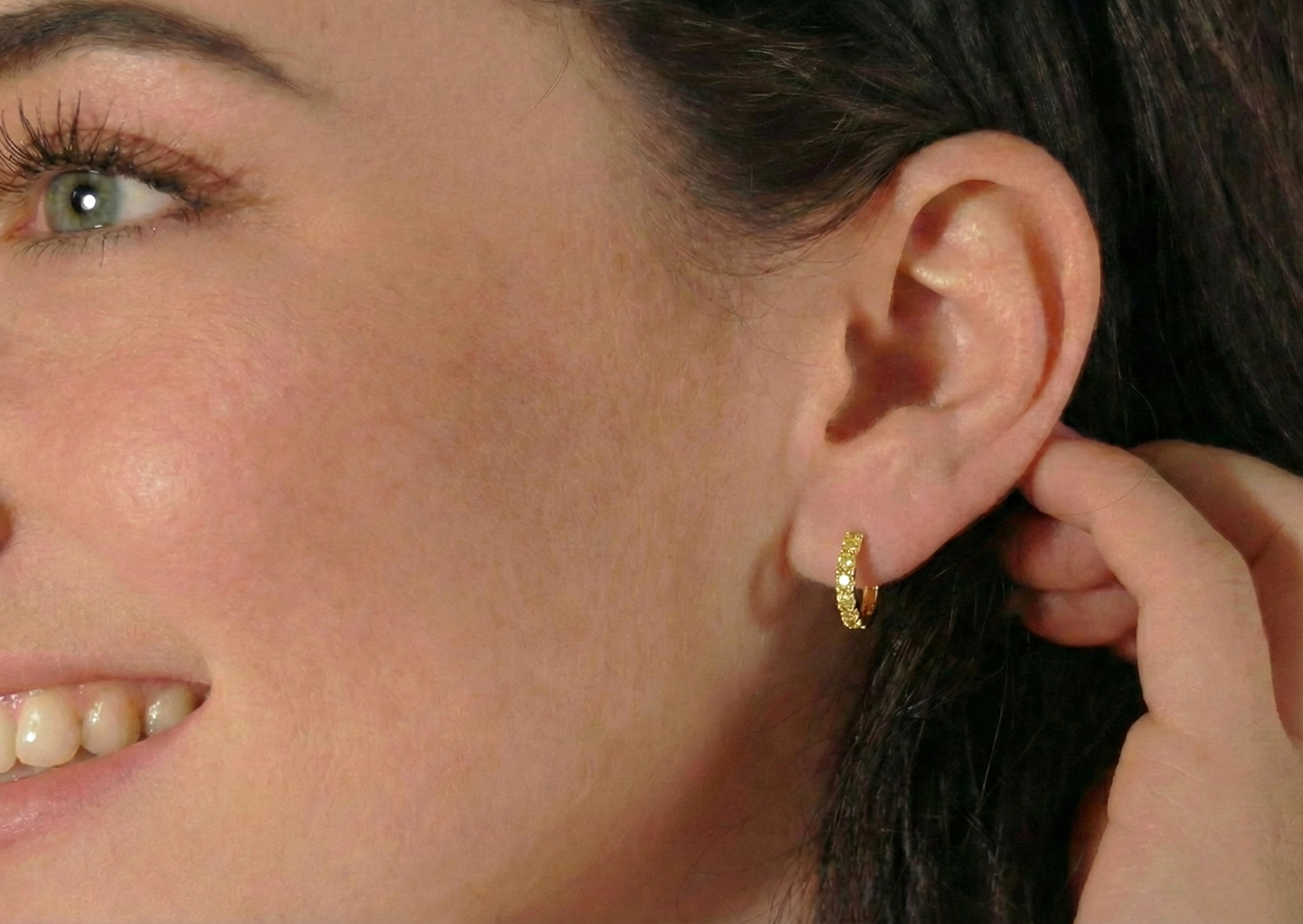 Citrine Round Hoop Earrings in 925 Sterling Silver 3MM 3ct