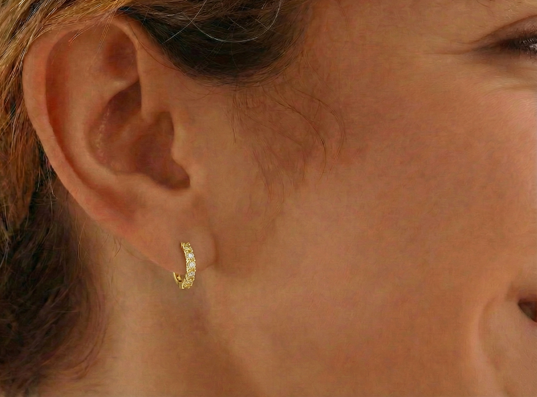 Citrine Round Hoop Earrings in 925 Sterling Silver 3MM 3ct