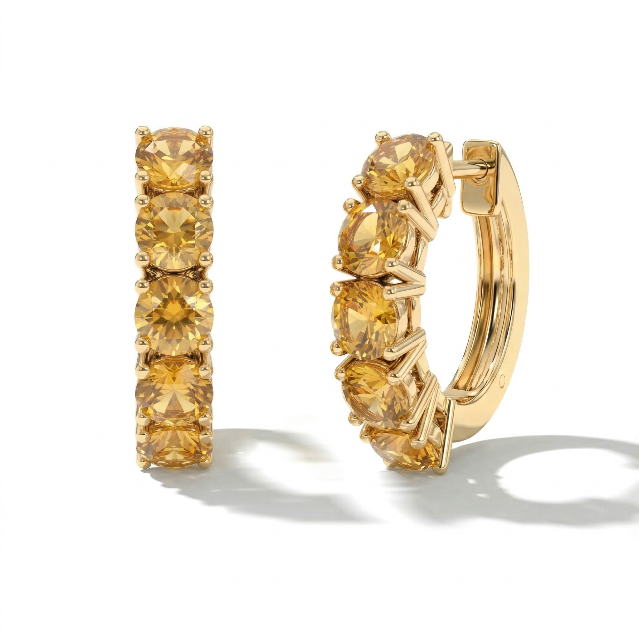 Citrine Round Hoop Earrings in 925 Sterling Silver 3MM 3ct