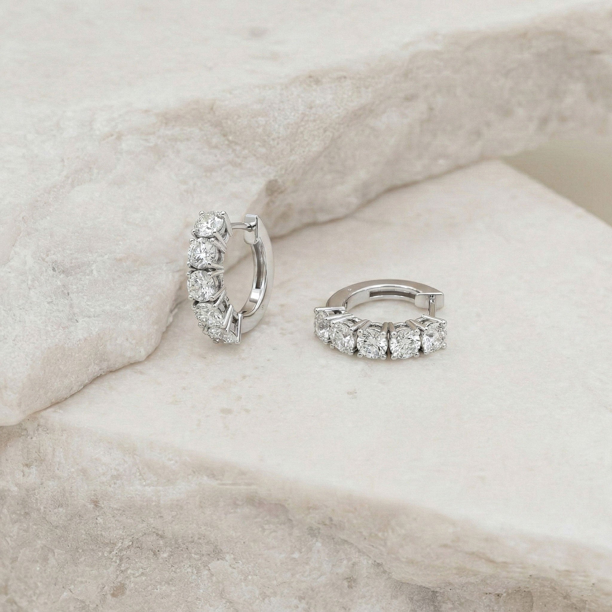 Simulated Diamond Round Hoop Earrings in 925 Sterling Silver 3MM 3ct