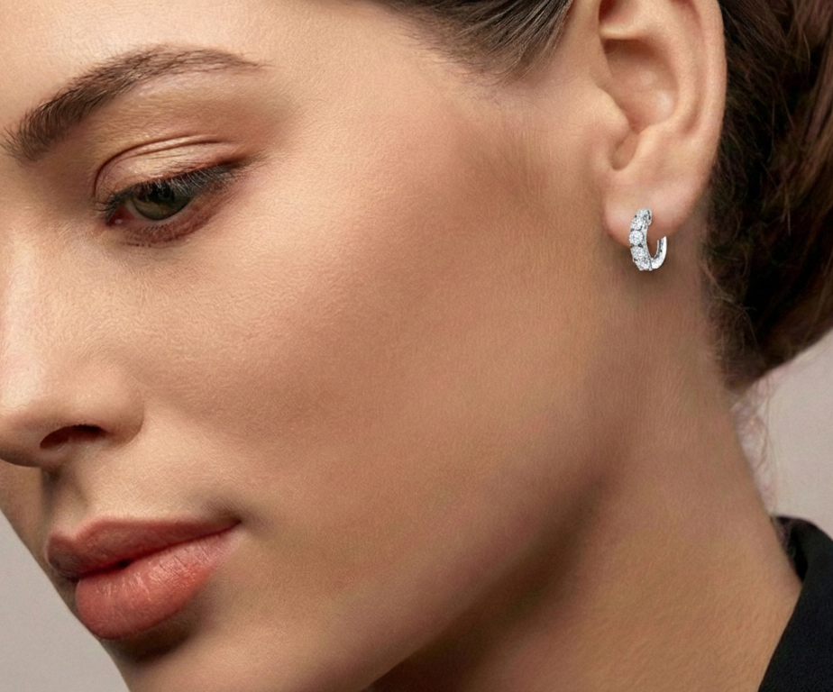 Simulated Diamond Round Hoop Earrings in 925 Sterling Silver 3MM 3ct