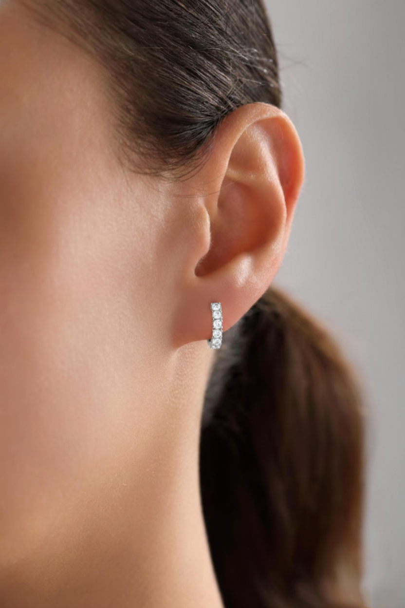 Simulated Diamond Round Hoop Earrings in 925 Sterling Silver 3MM 3ct