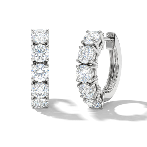Simulated Diamond Round Hoop Earrings in 925 Sterling Silver 3MM 3ct