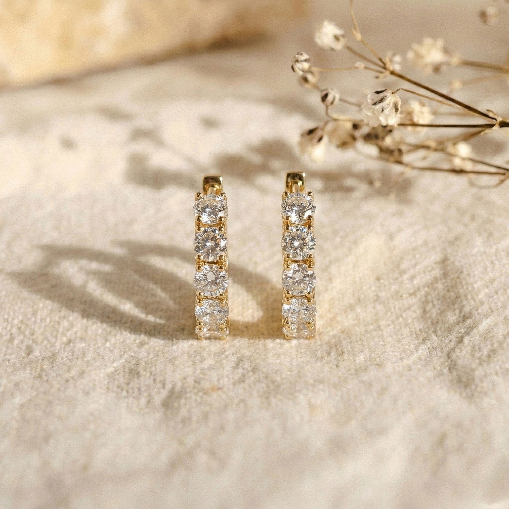 Simulated Diamond Round Hoop Earrings in 925 Sterling Silver 3MM 3ct