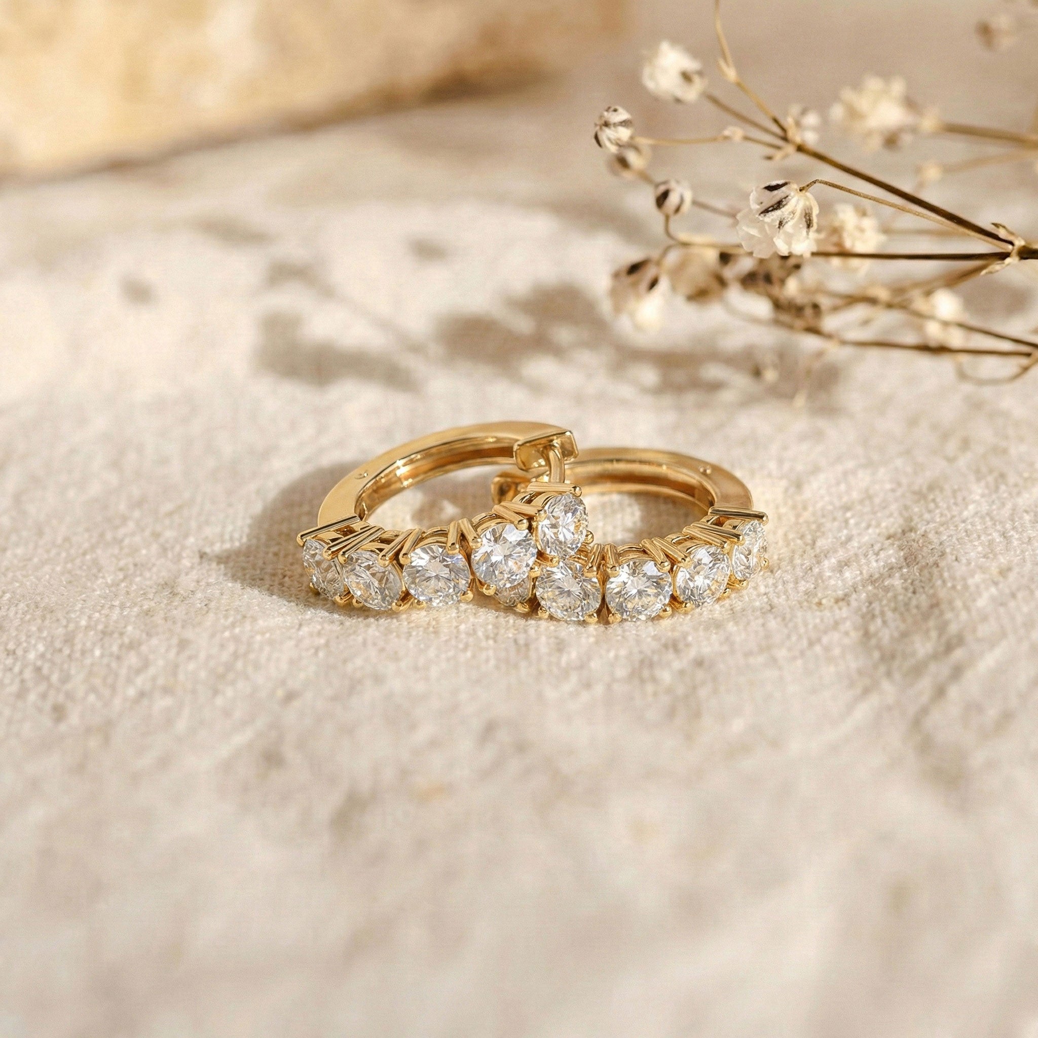 Simulated Diamond Round Hoop Earrings in 925 Sterling Silver 3MM 3ct