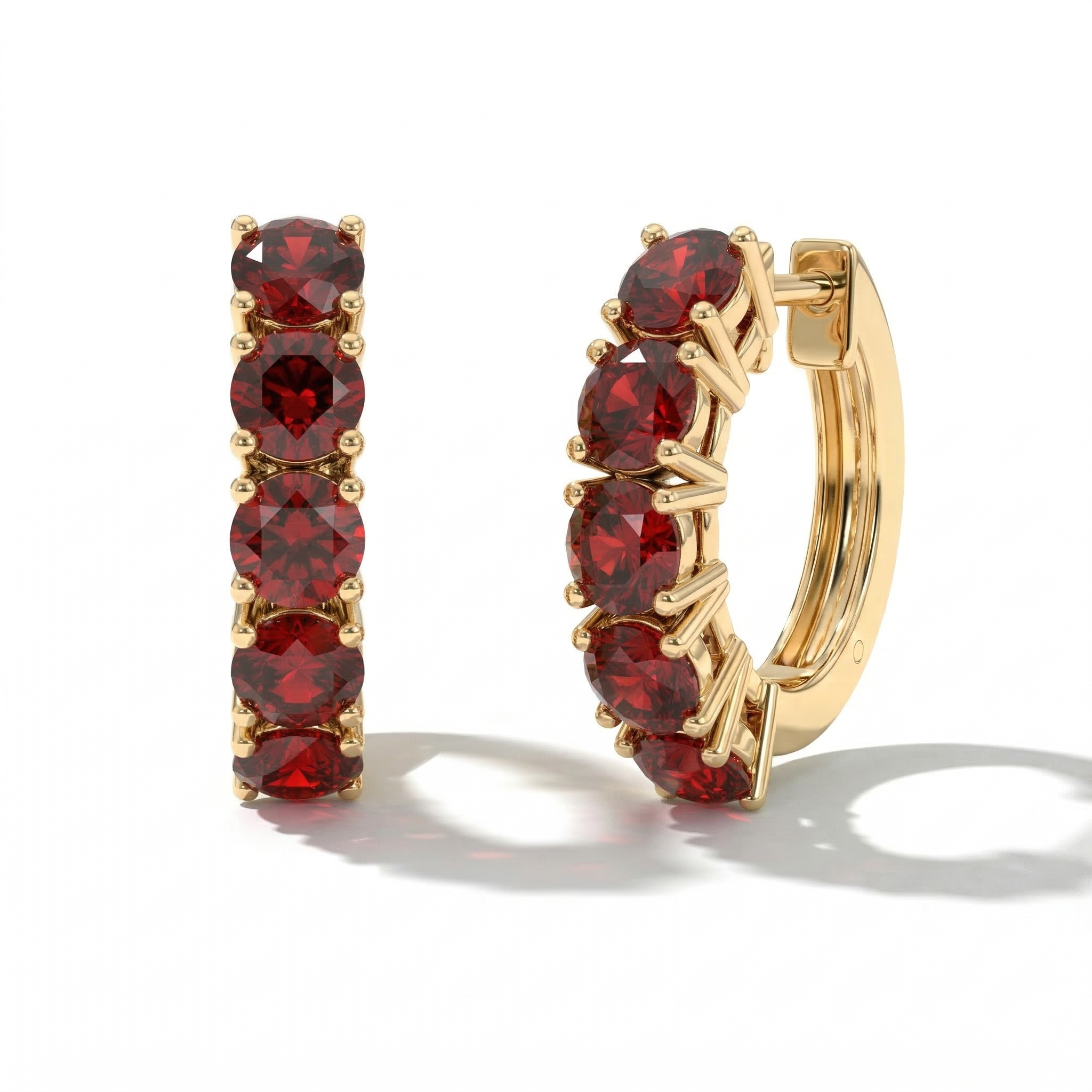 Garnet Round Hoop Earrings in 925 Sterling Silver 3MM 3ct