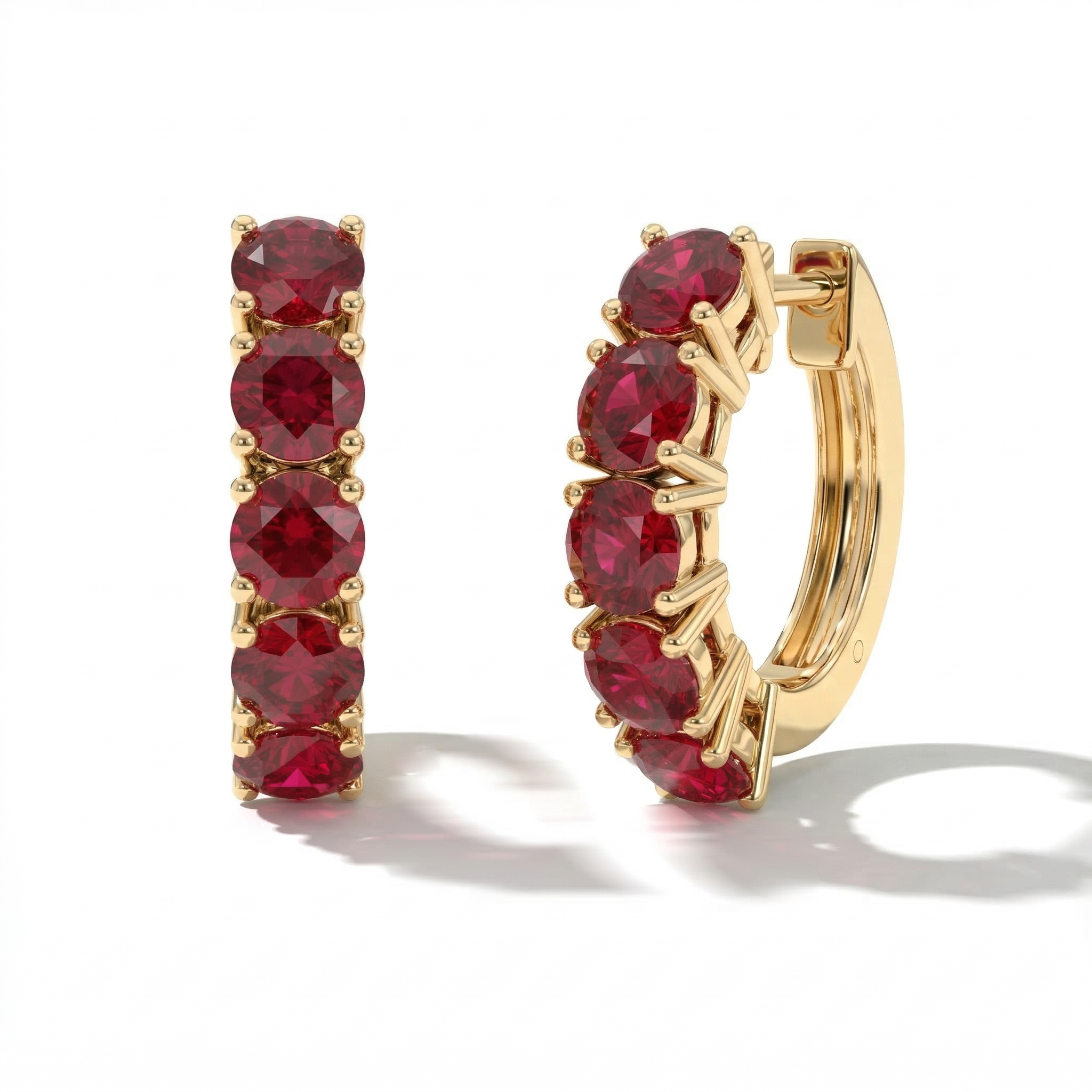 Ruby Round Hoop Earrings in 925 Sterling Silver 3MM 3ct
