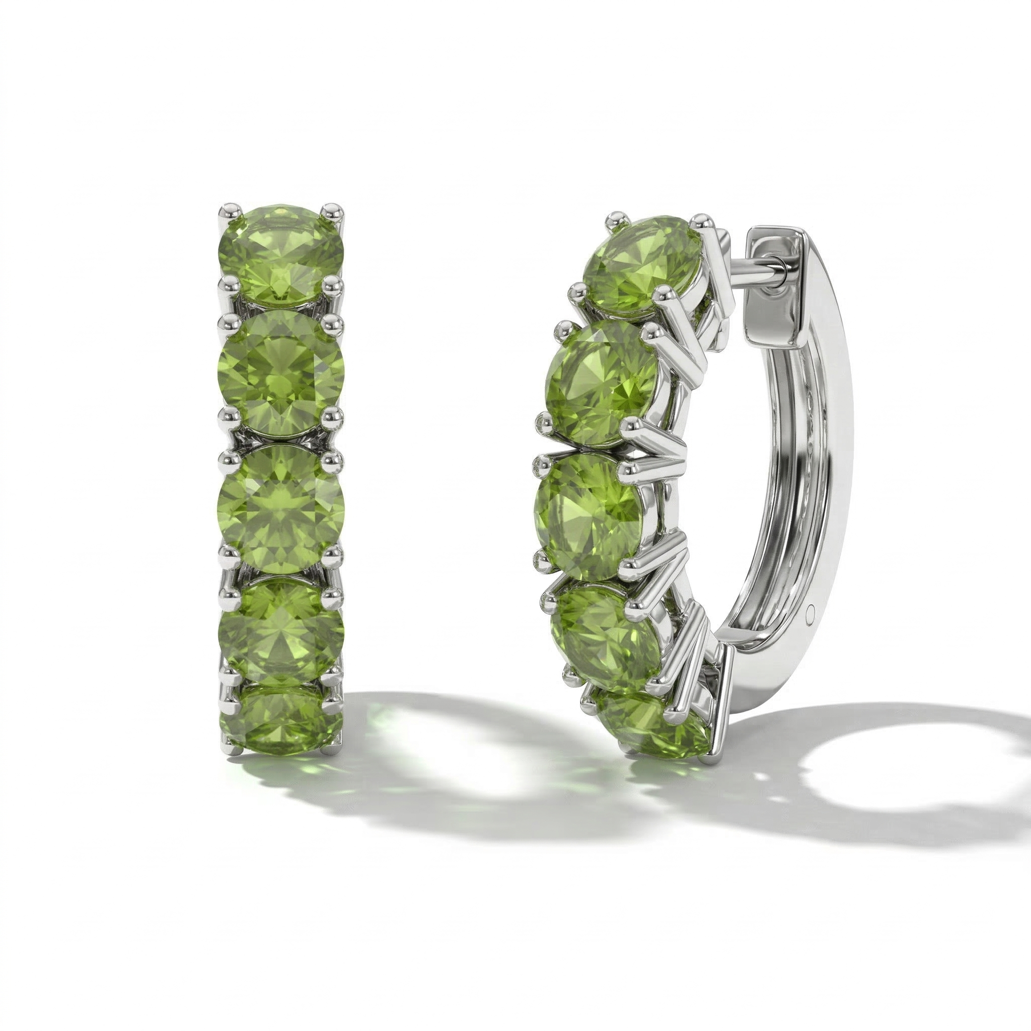 Peridot Round Hoop Earrings in 925 Sterling Silver 3MM 3ct