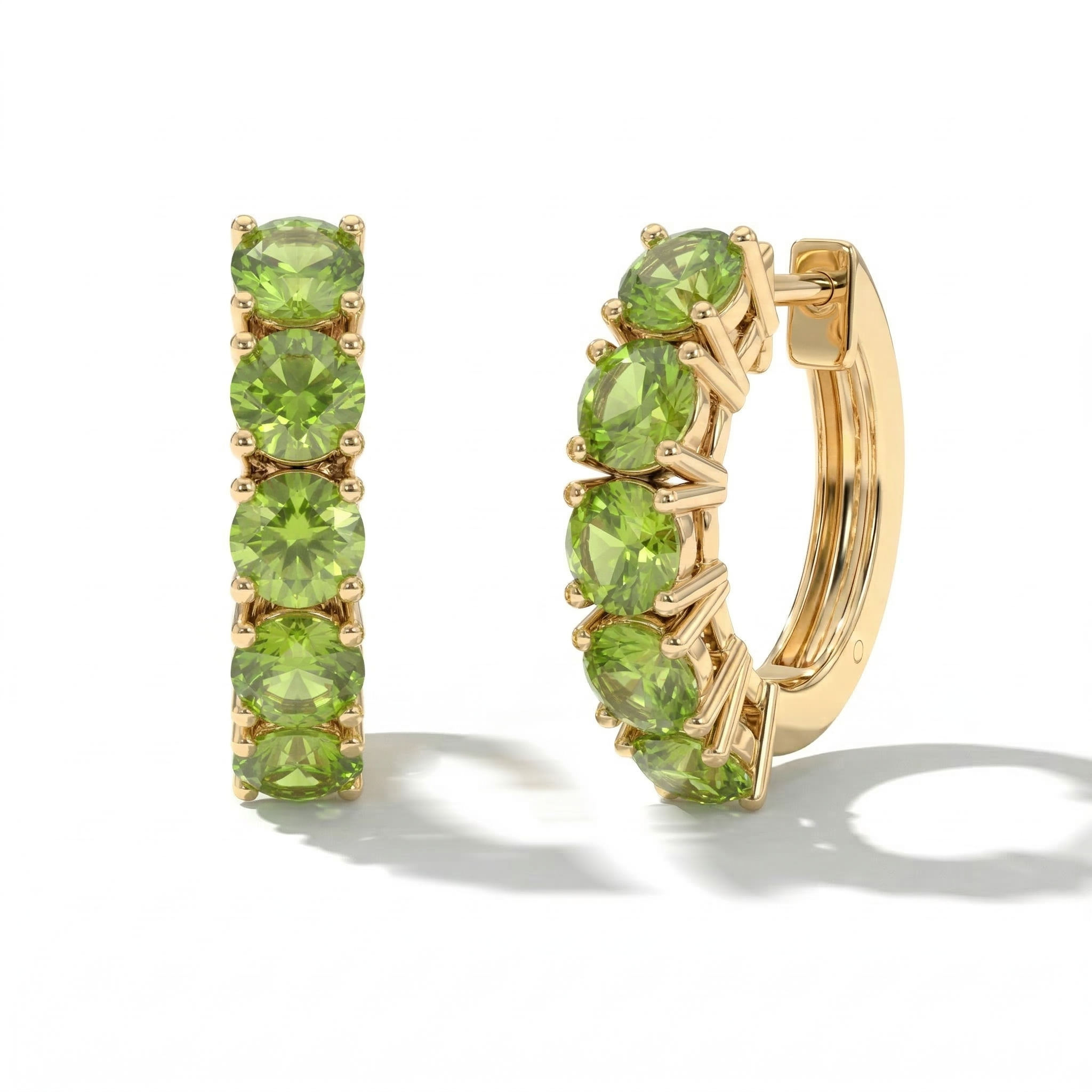 Peridot Round Hoop Earrings in 925 Sterling Silver 3MM 3ct