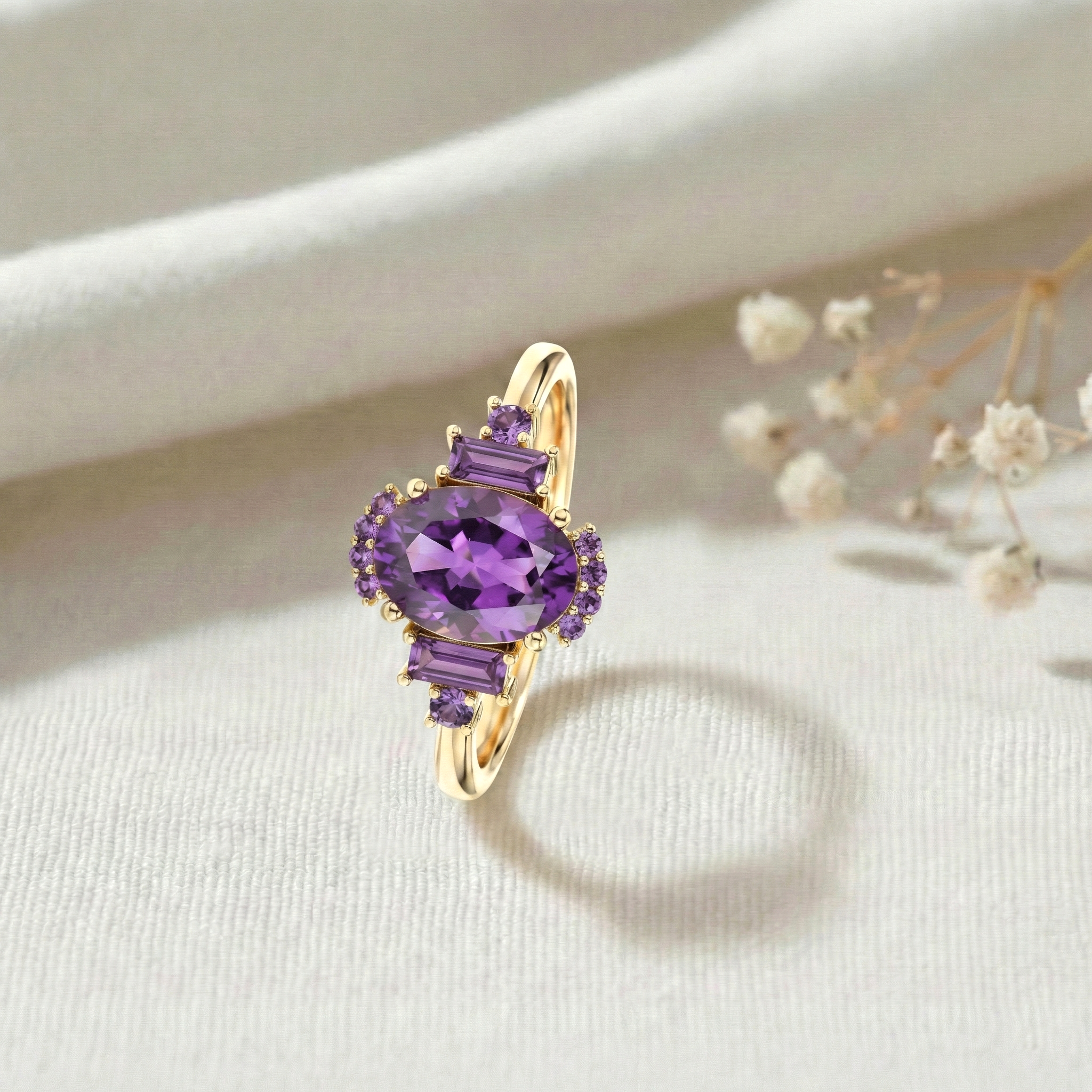 Affordable amethyst engagement ring with elegant purple stone