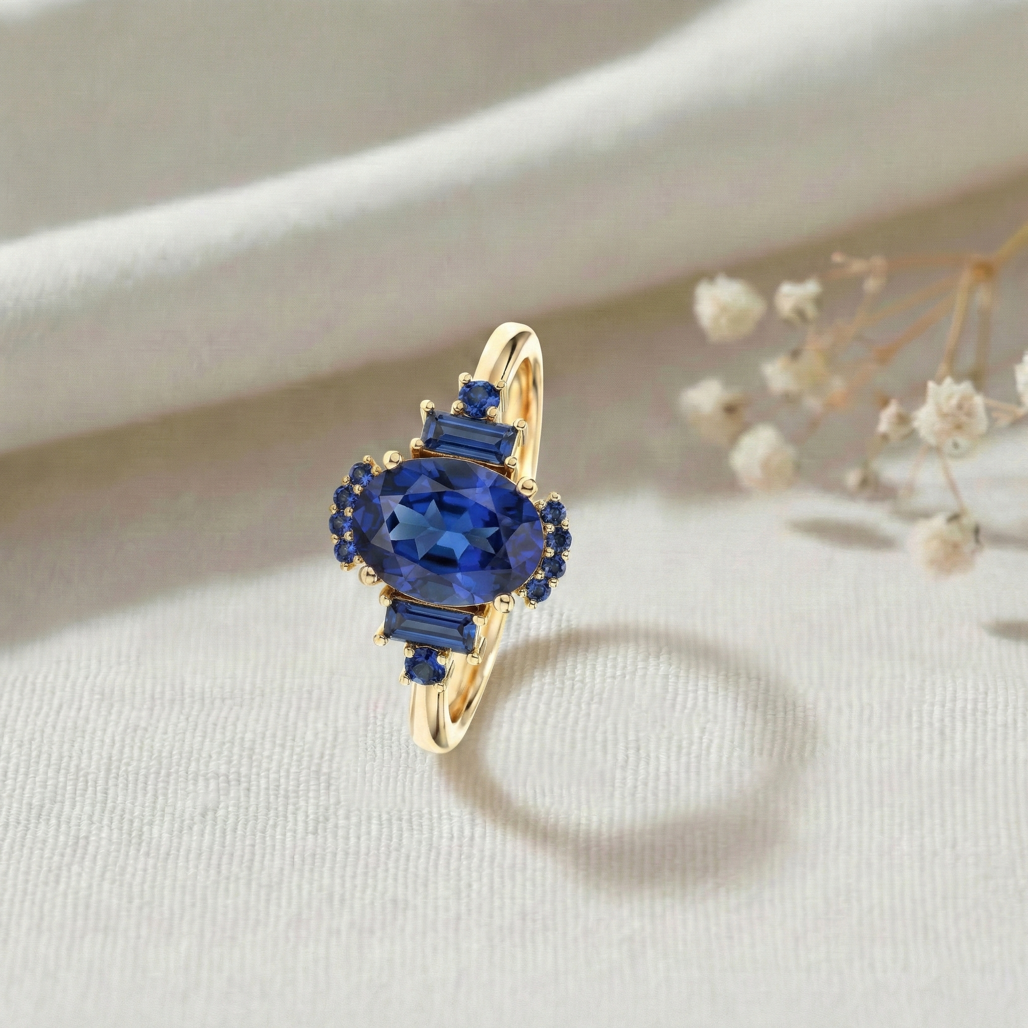 Blue Sapphire Engagement Ring for Women | September Birthstone Jewelry | Anniversary Gift
