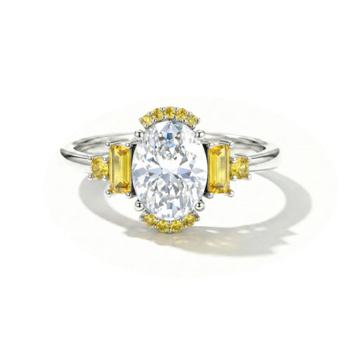 Yellow Sapphire & Cubic Zirconia Engagement Ring | Luxury Ring for Women