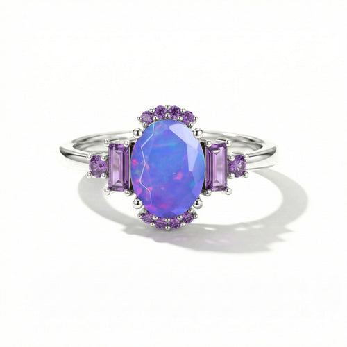 Lavender Opal Amethyst Engagement Ring | Luxury Engagement Ring for Women|Bridal Jewelry