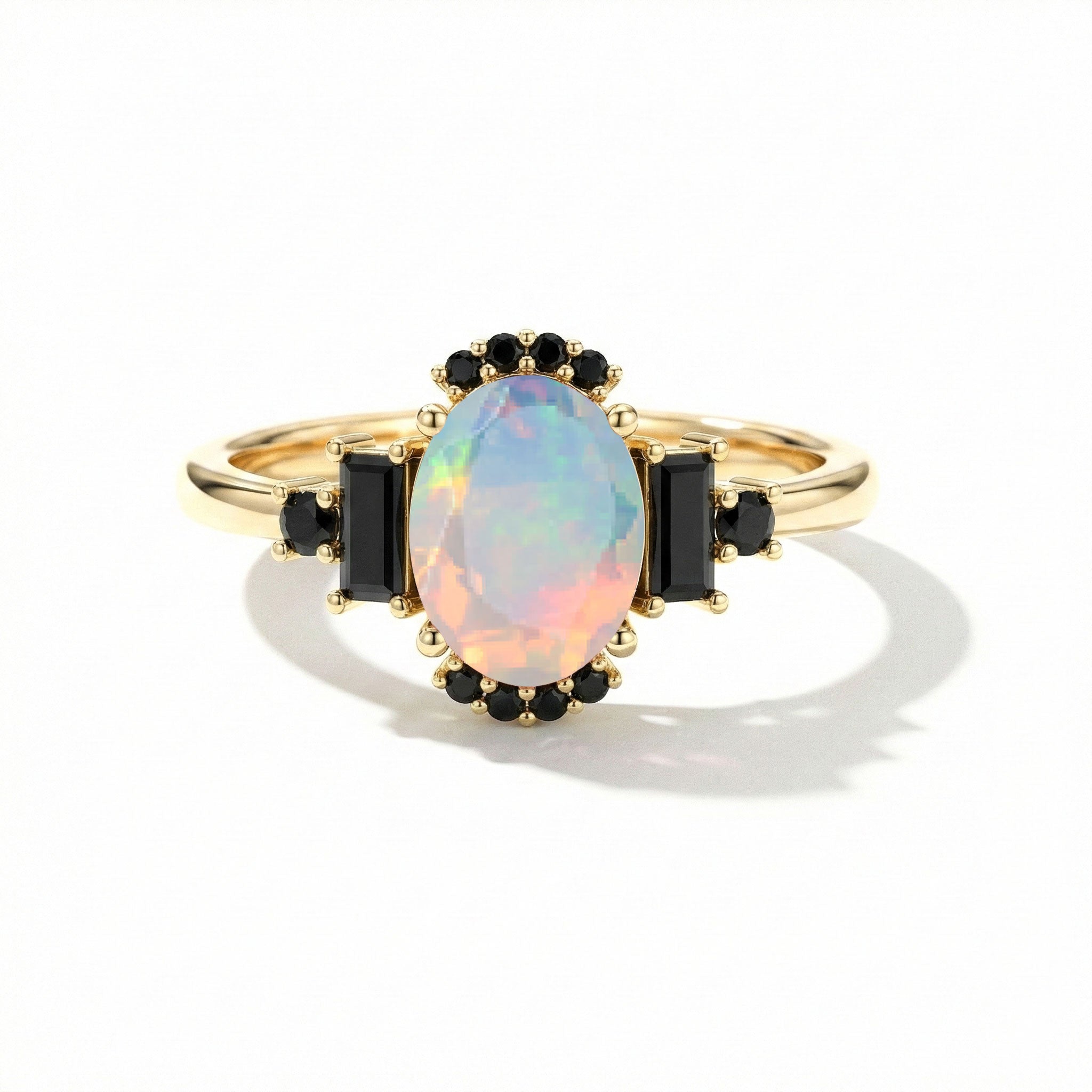 Handmade white opal onyx engagement ring in 925 sterling silver luxury design