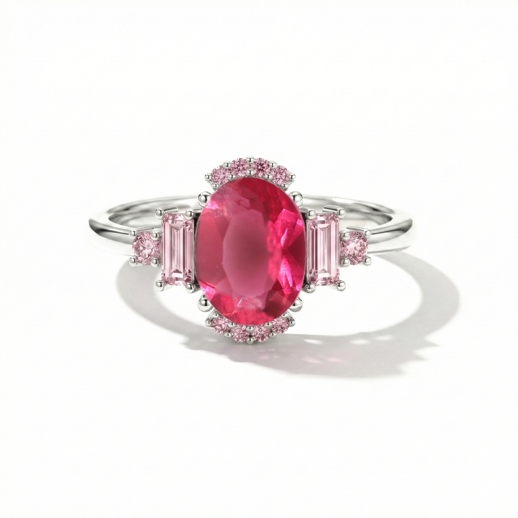 Elegant Pink Tourmaline Engagement Ring | Sterling Silver Bridal Jewelry | Gift for Her