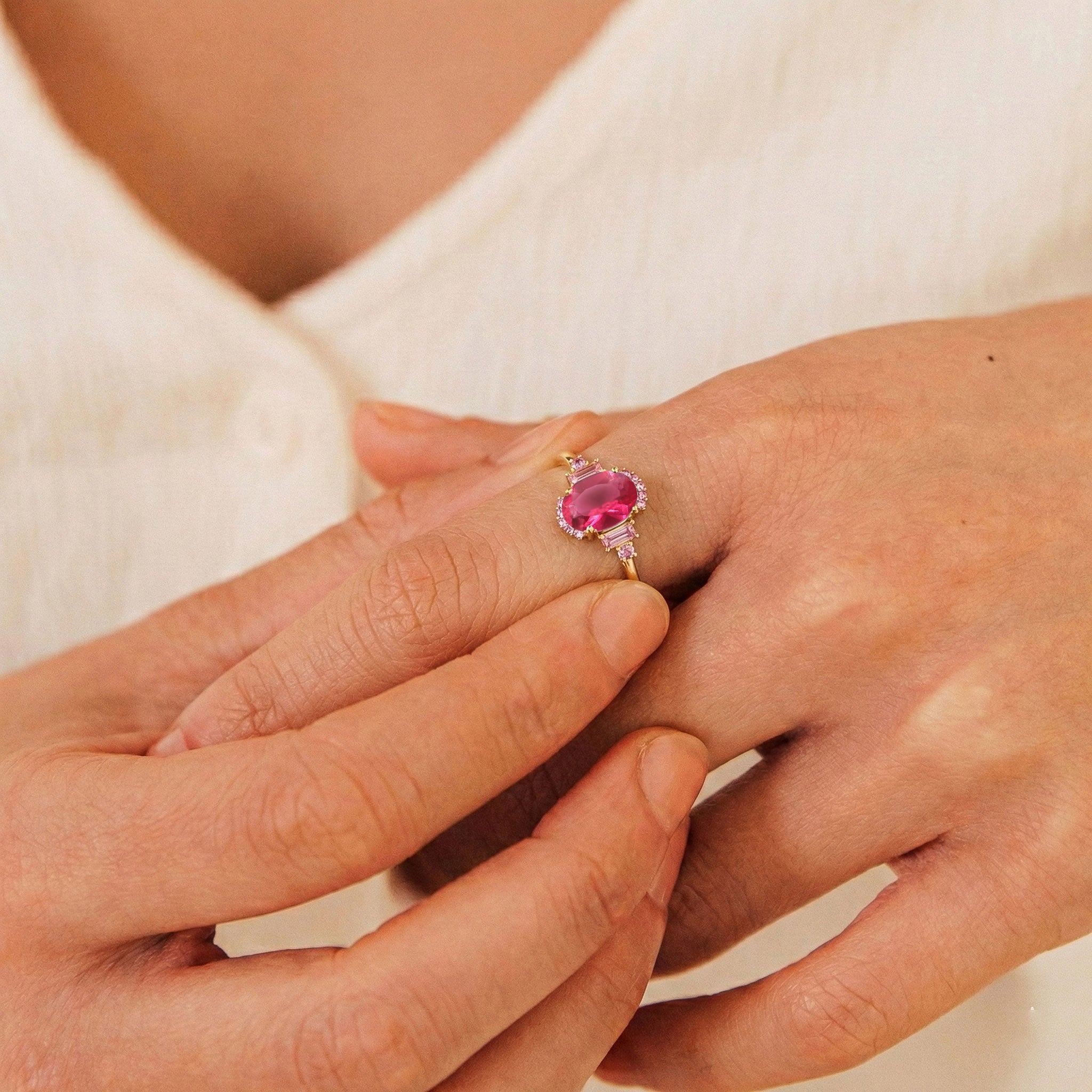 Elegant Pink Tourmaline Engagement Ring | Sterling Silver Bridal Jewelry | Gift for Her