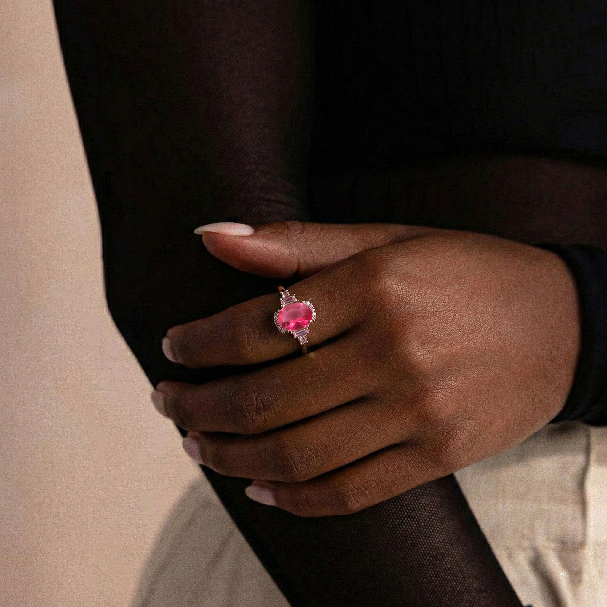 Elegant Pink Tourmaline Engagement Ring | Sterling Silver Bridal Jewelry | Gift for Her