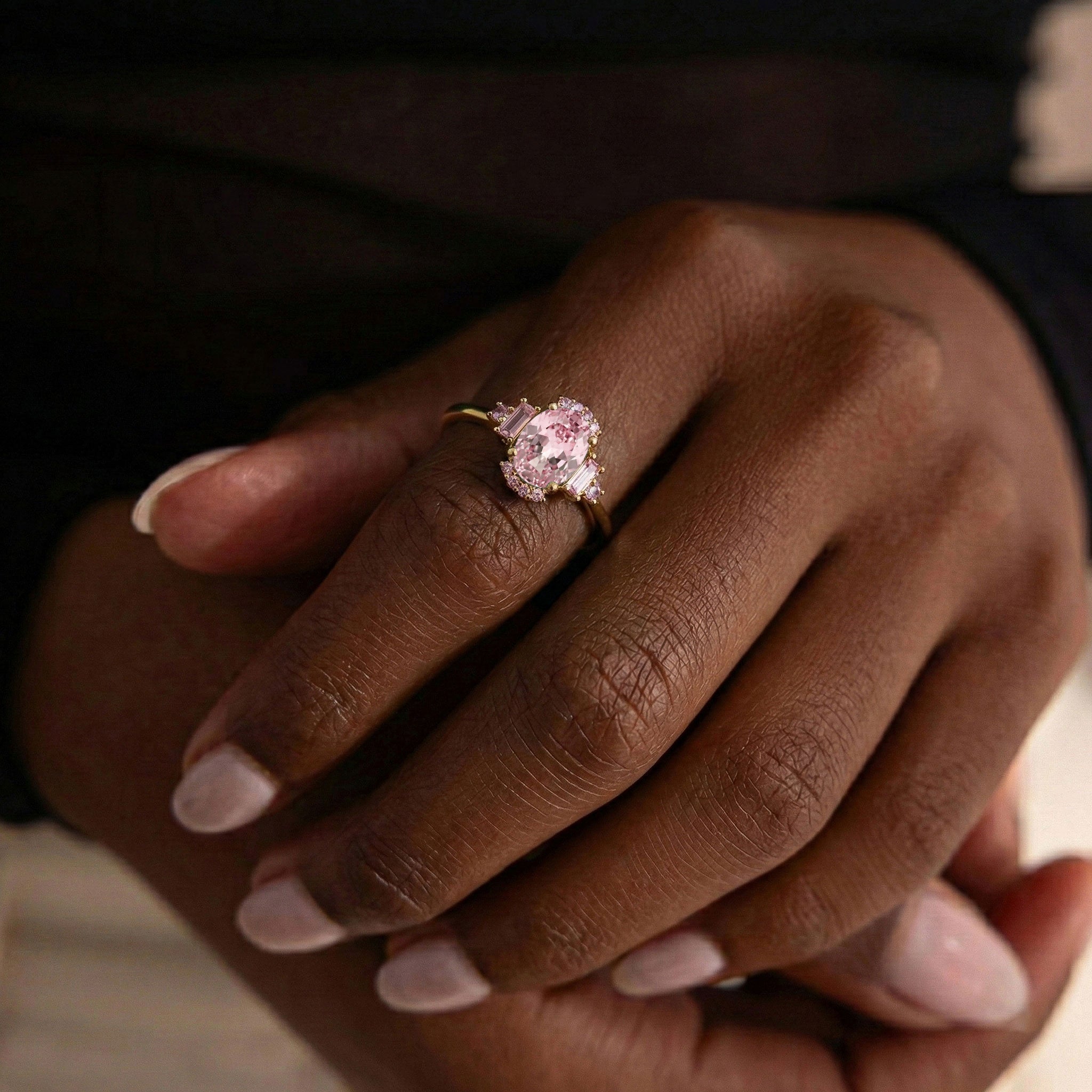 Elegant bridal engagement ring featuring pink tourmaline in silver jewelry for women