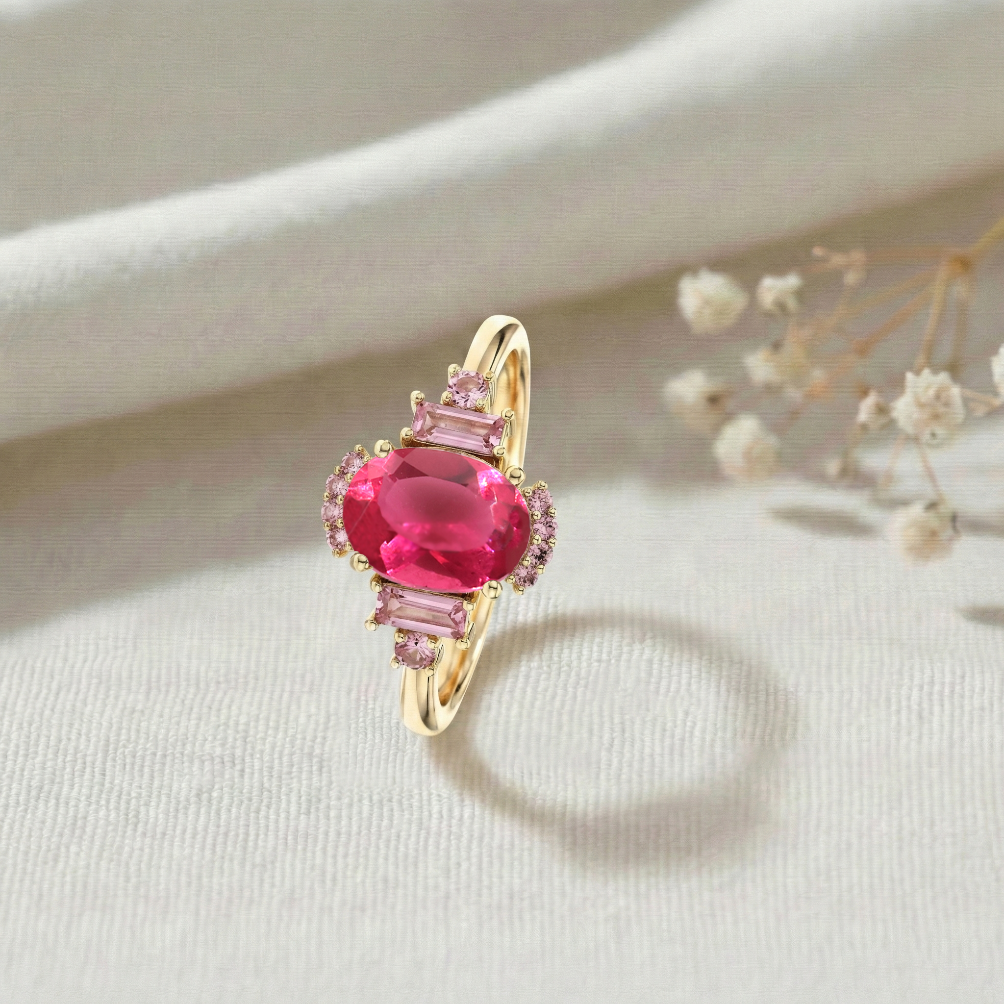 Elegant Pink Tourmaline Engagement Ring | Sterling Silver Bridal Jewelry | Gift for Her