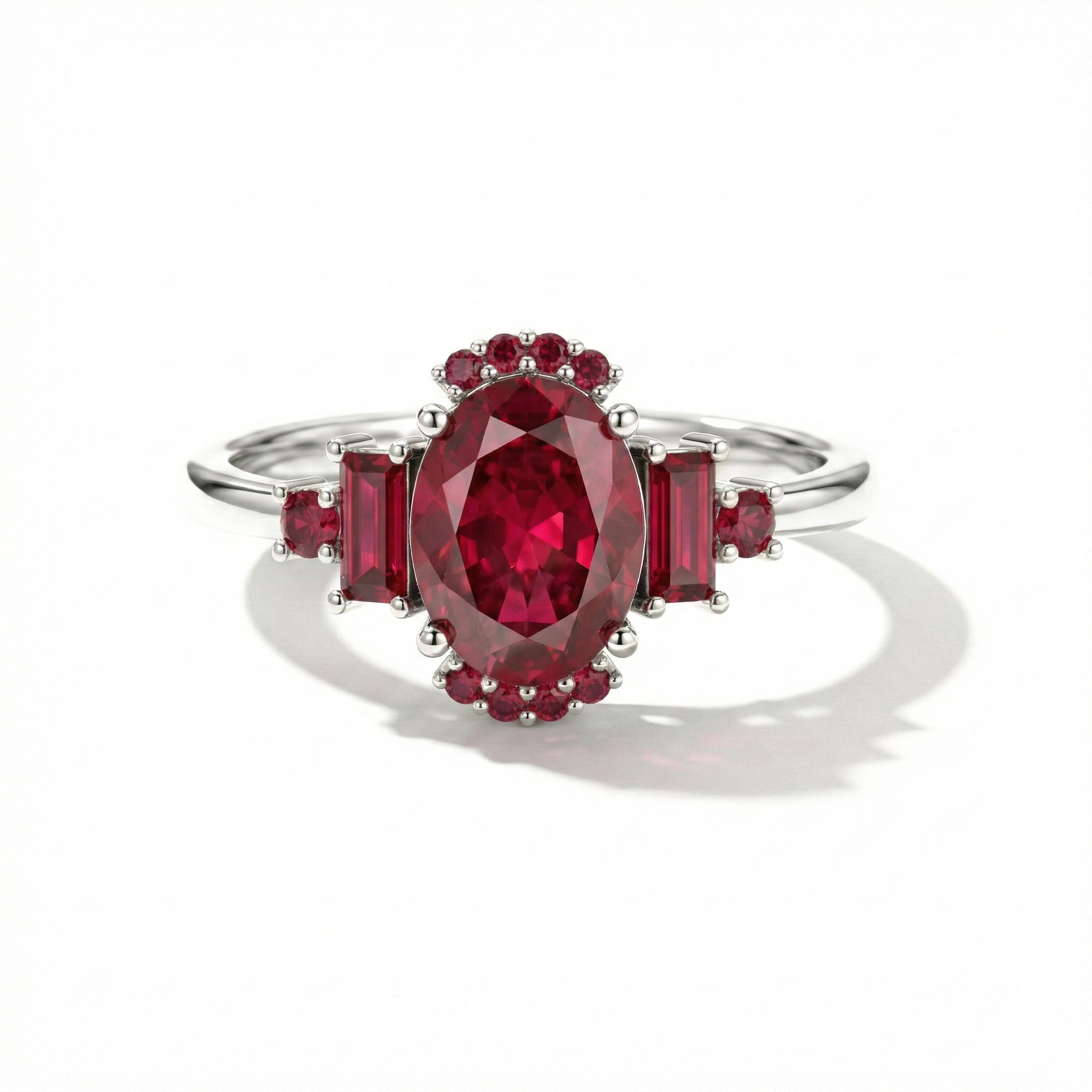 Ruby engagement ring in 925 sterling silver bridal jewelry for women