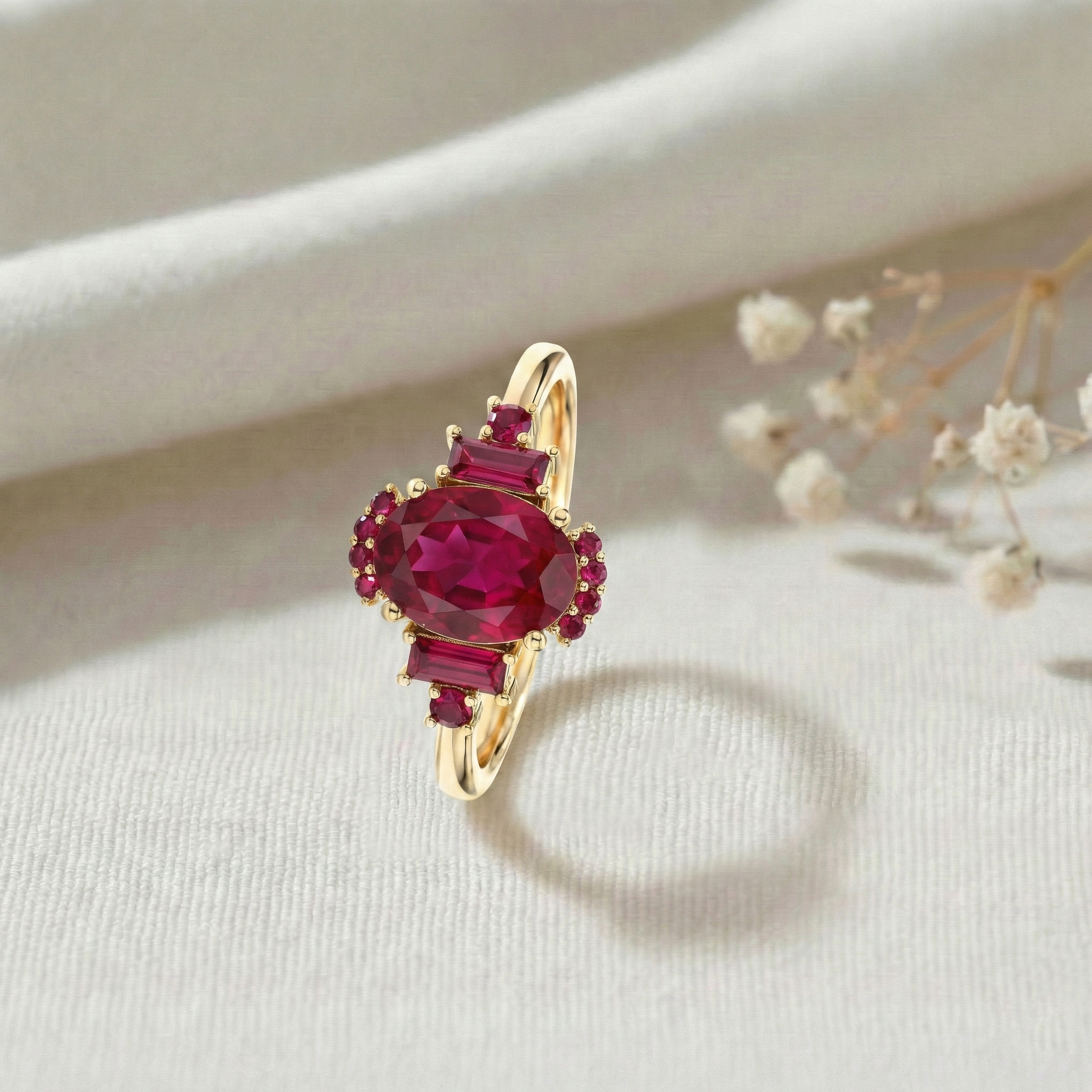 Handmade ruby engagement ring in rose gold filled sterling silver finish
