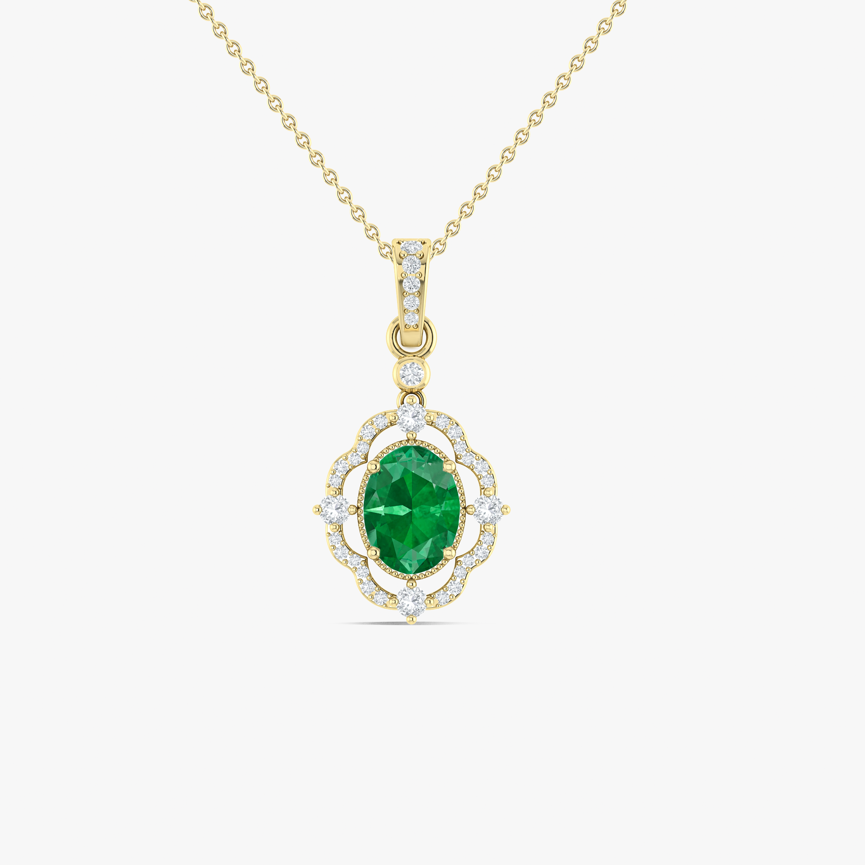 Green Emerald Gemstone Charm Pendant