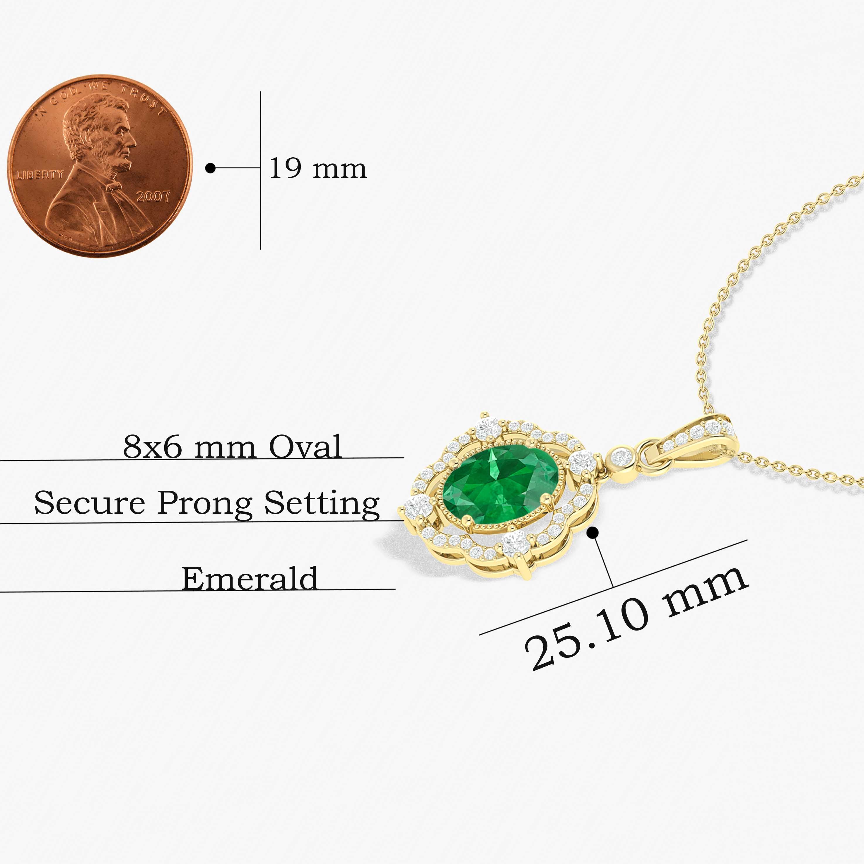 Green Emerald Gemstone Charm Pendant
