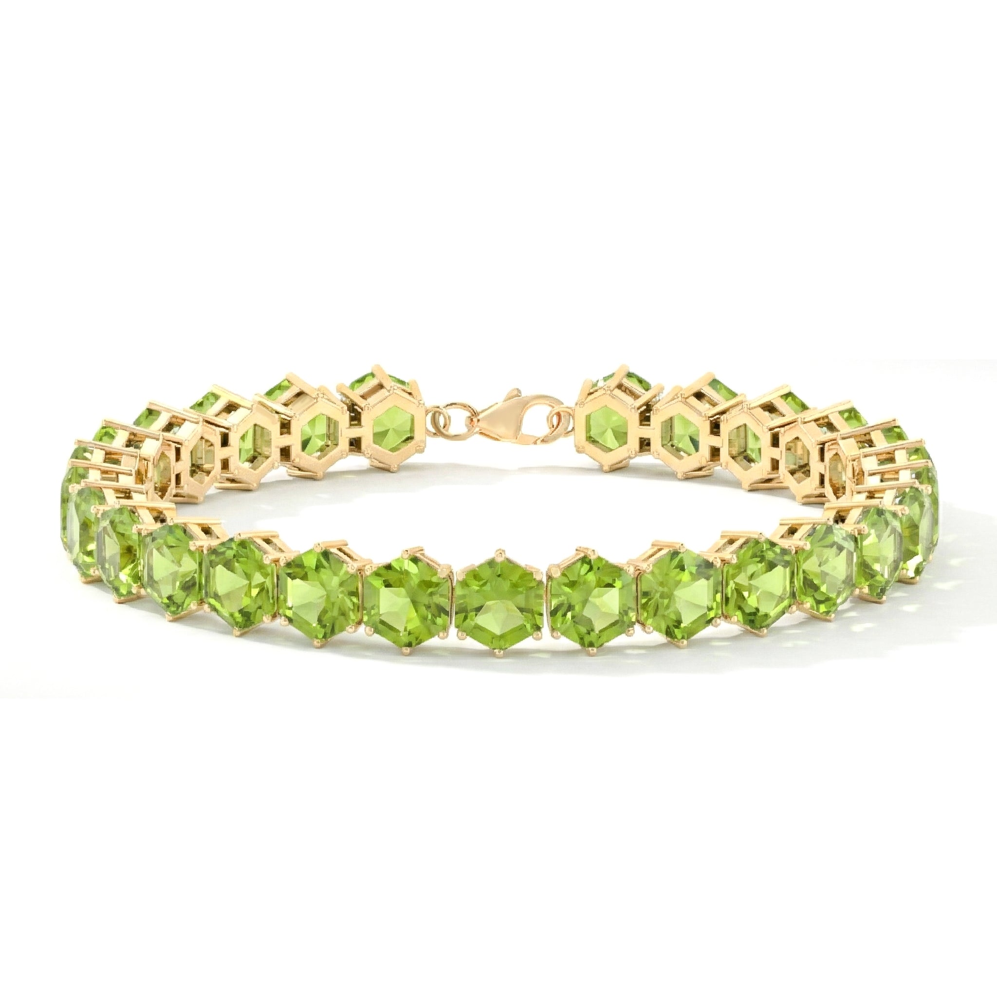 Peridot Octagon Tennis Bracelet in 925 Sterling Silver 5 MM 23.40 ct