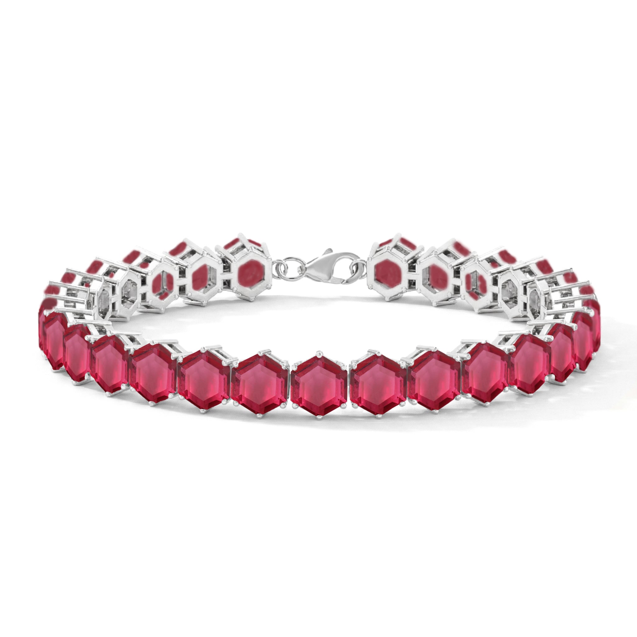 Pink Tourmaline Octagon Tennis Bracelet in 925 Sterling Silver 5 MM 23.40 ct