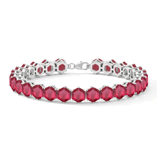 Pink Tourmaline Octagon Tennis Bracelet in 925 Sterling Silver 5 MM 23.40 ct