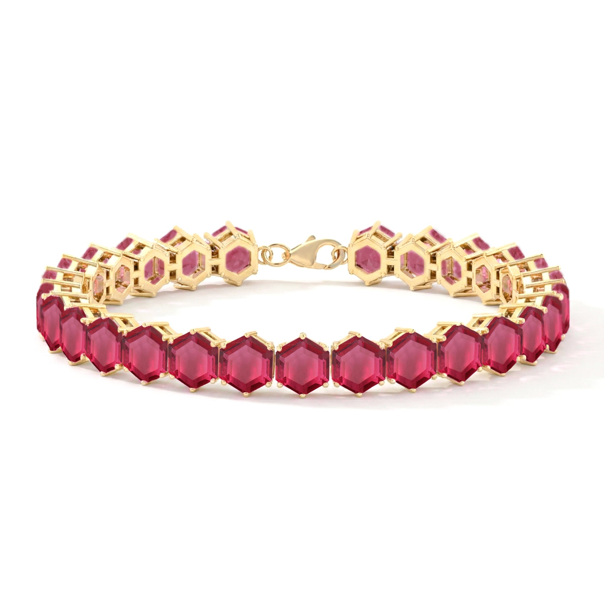 Pink Tourmaline Octagon Tennis Bracelet in 925 Sterling Silver 5 MM 23.40 ct