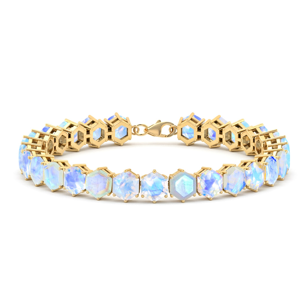 Moonstone Octagon Tennis Bracelet in 925 Sterling Silver 5 MM 23.40 ct