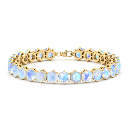 Moonstone Octagon Tennis Bracelet in 925 Sterling Silver 5 MM 23.40 ct