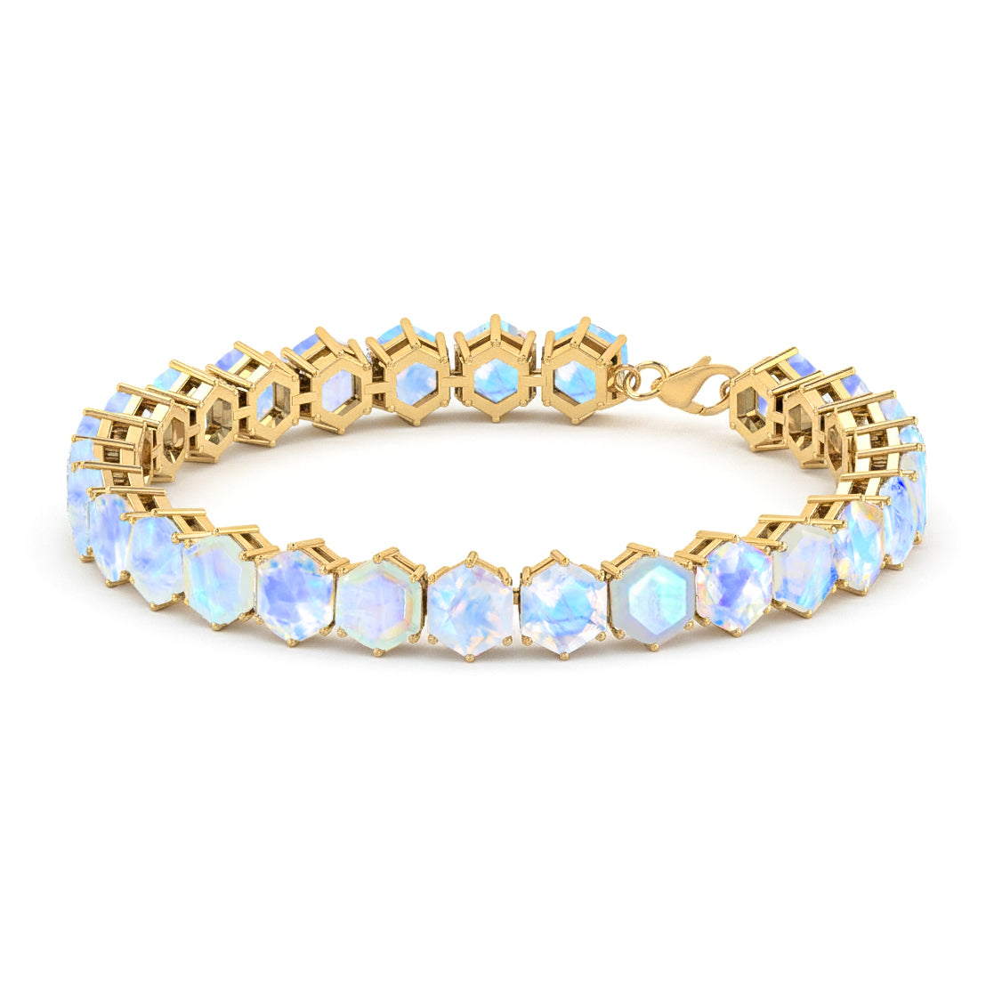 Moonstone Octagon Tennis Bracelet in 925 Sterling Silver 5 MM 23.40 ct