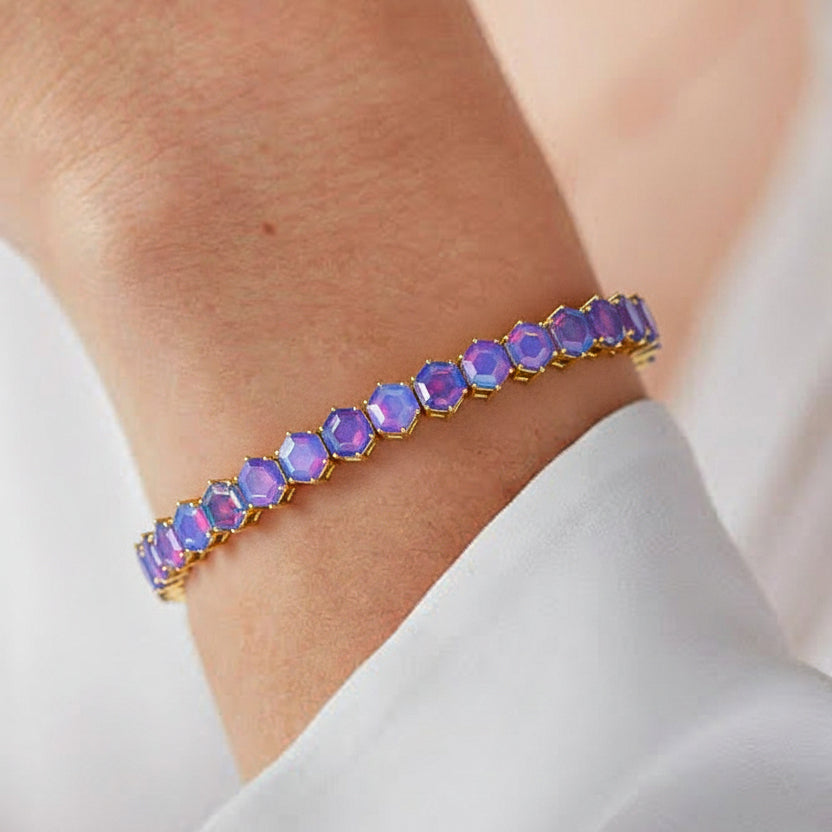 Lavender Opal Octagon Tennis Bracelet in 925 Sterling Silver 5 MM 23.40 ct