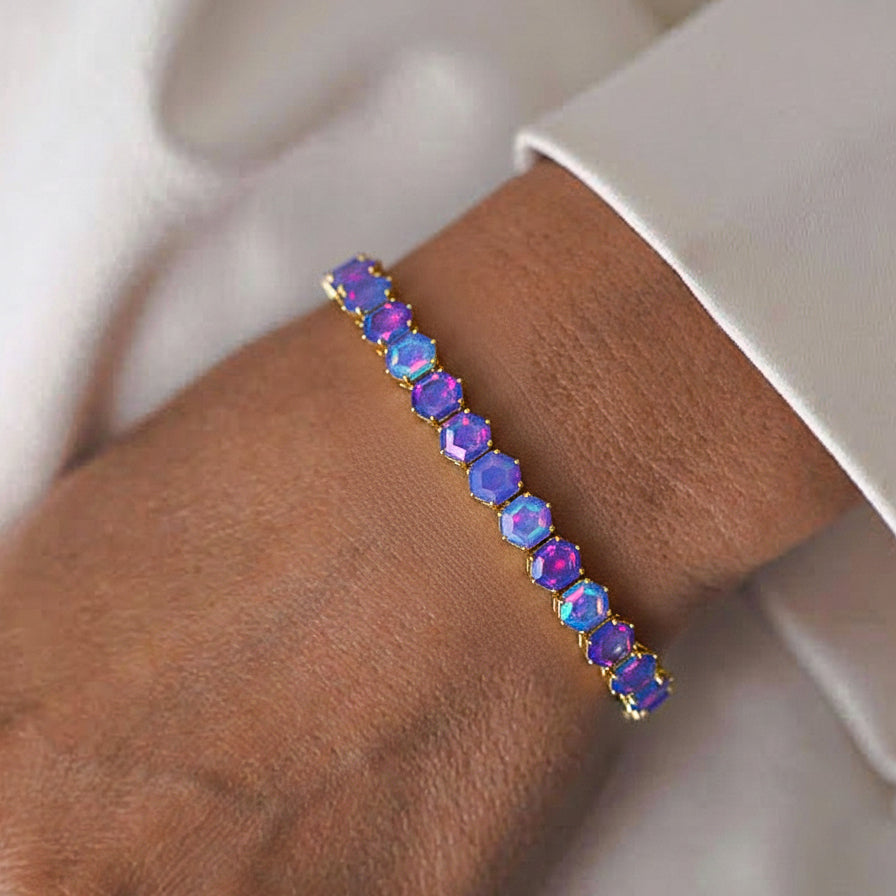 Lavender Opal Octagon Tennis Bracelet in 925 Sterling Silver 5 MM 23.40 ct