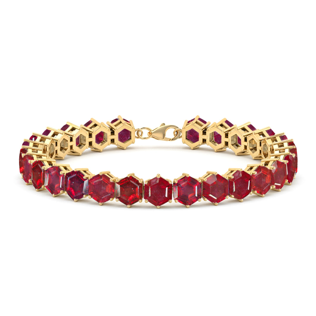 Ruby Octagon Tennis Bracelet in 925 Sterling Silver 5 MM 23.40 ct