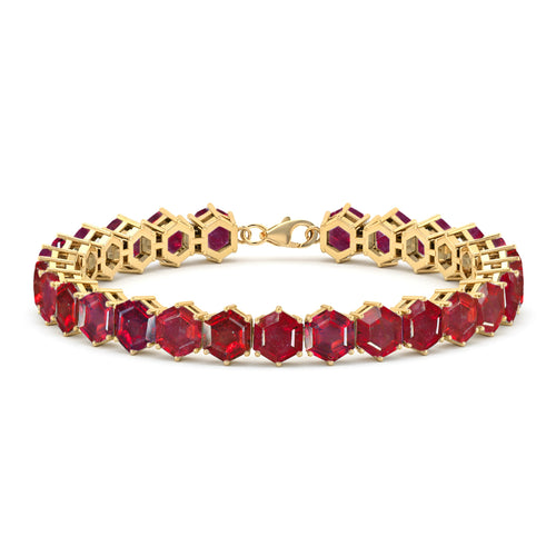 Ruby Octagon Tennis Bracelet in 925 Sterling Silver 5 MM 23.40 ct